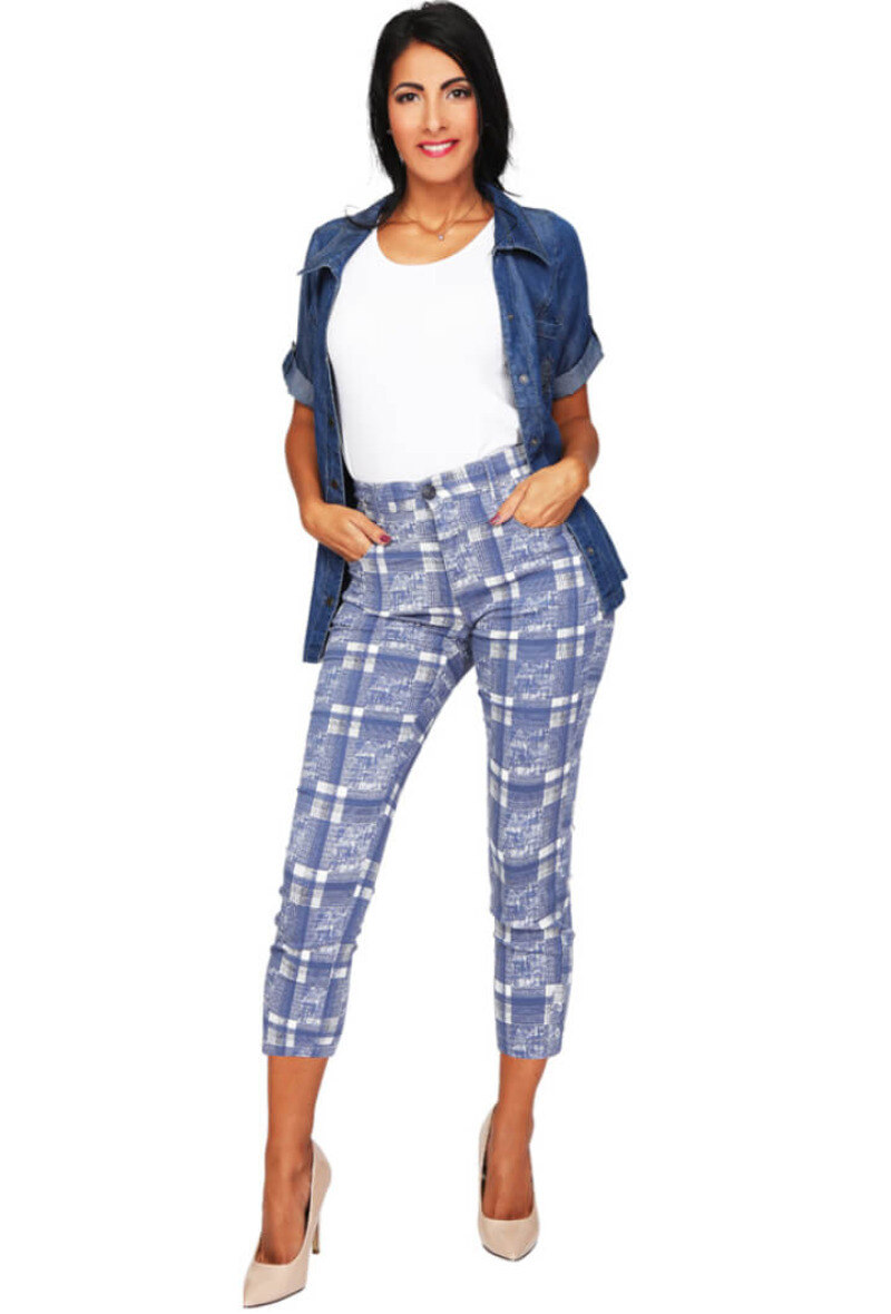 Grossiste S'QUISE - 7/8 pantalon coton fin carreaux