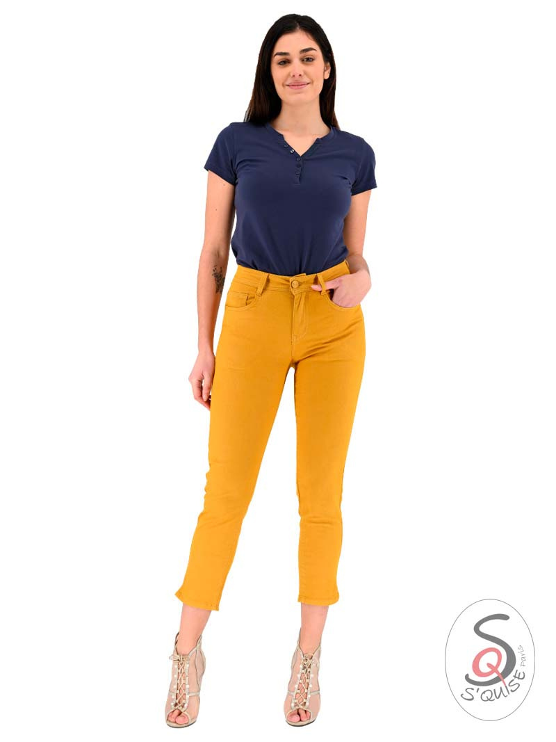 Wholesaler S'QUISE - 7/8 pants in stretch polycotton canvas