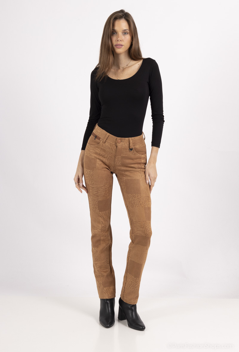 Wholesaler S'QUISE - Printed suede pants