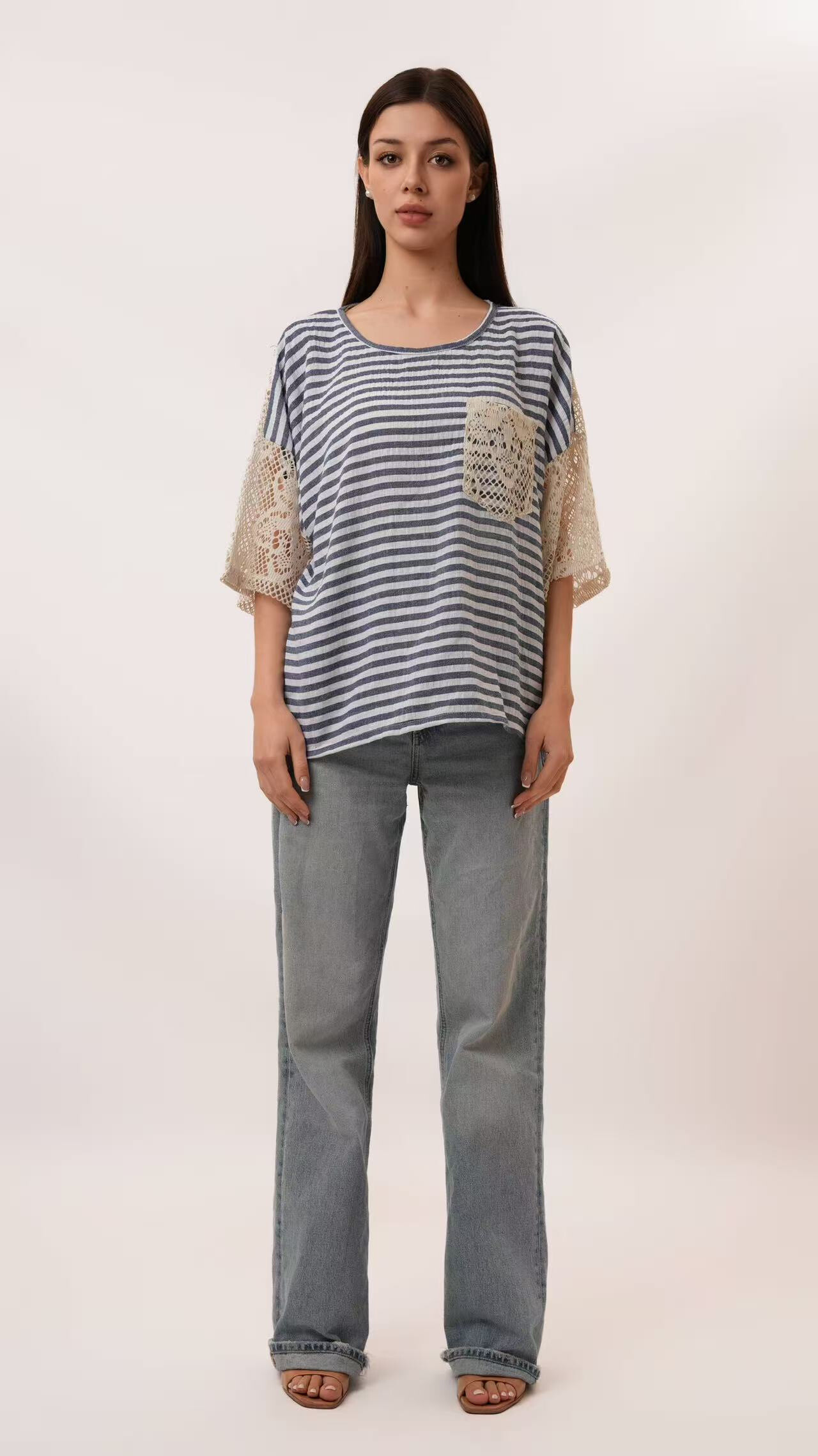 Wholesaler S-VISION - T-SHIRT WITH LACE BACK AND POCKET