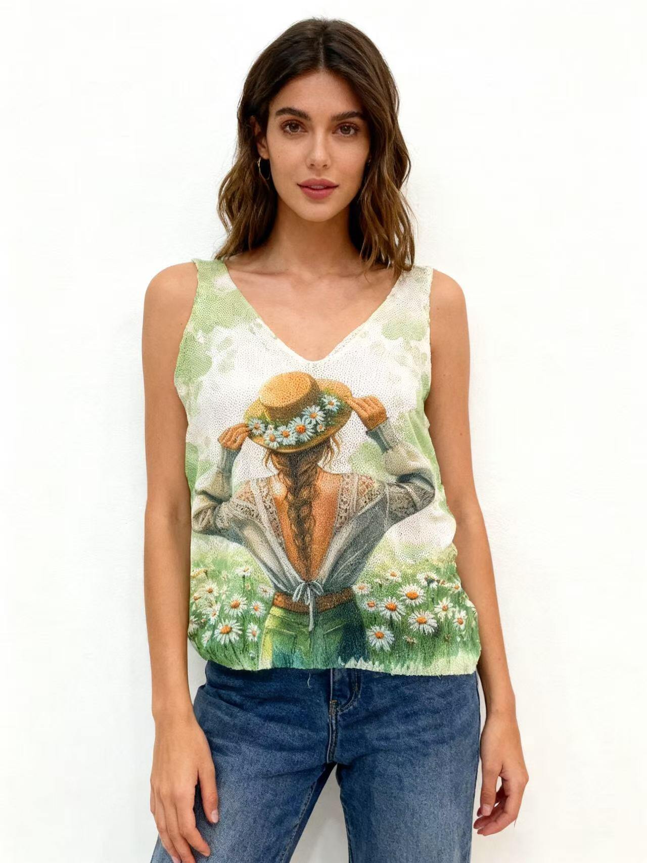 Grossista S-VISION - CANOTTE DI MAGLIONE STAMPATA