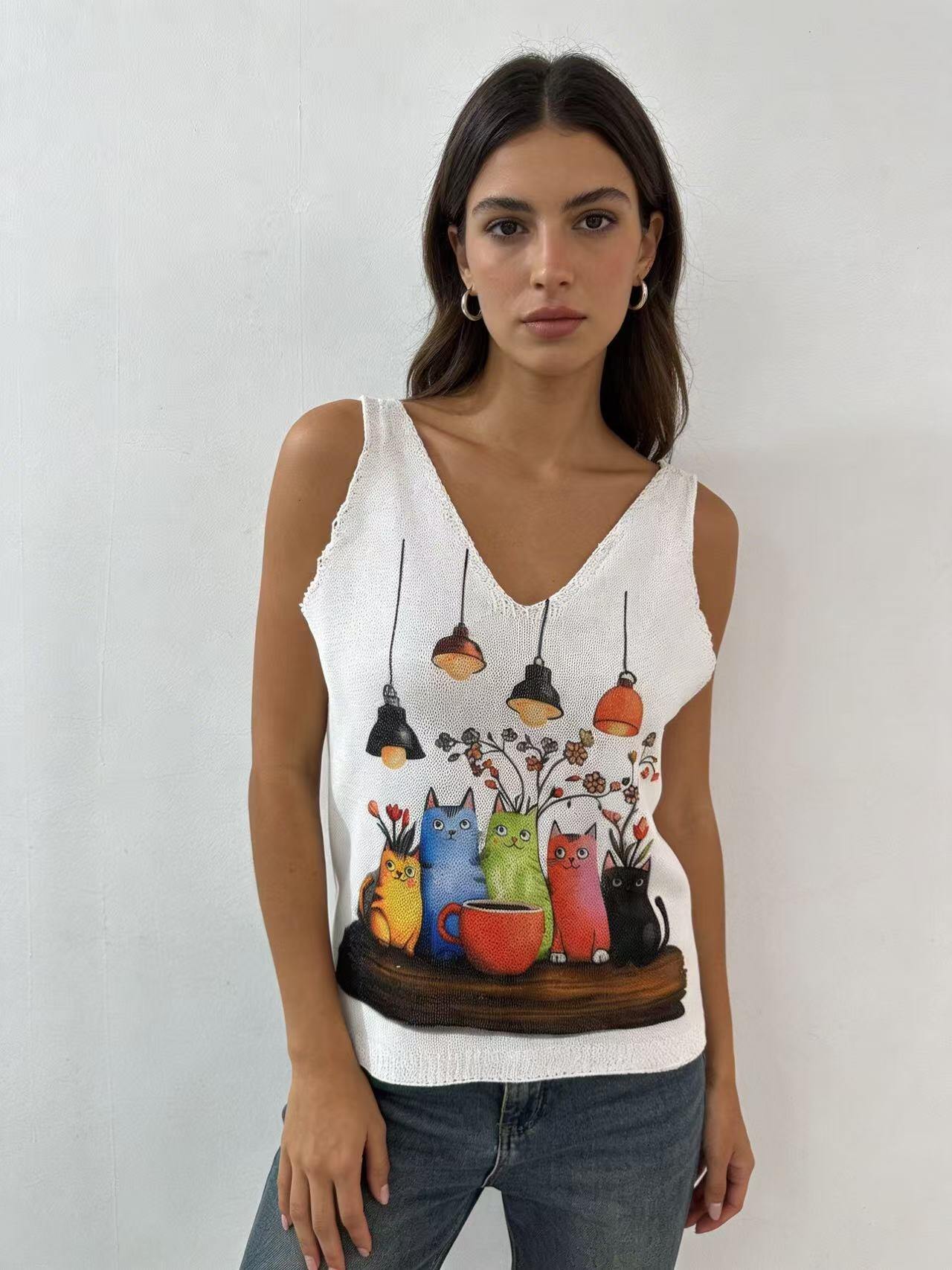 Grossista S-VISION - Canotte di maglione stampata