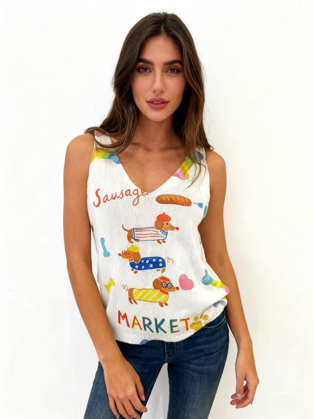 Grossista S-VISION - Canotte di maglione stampata