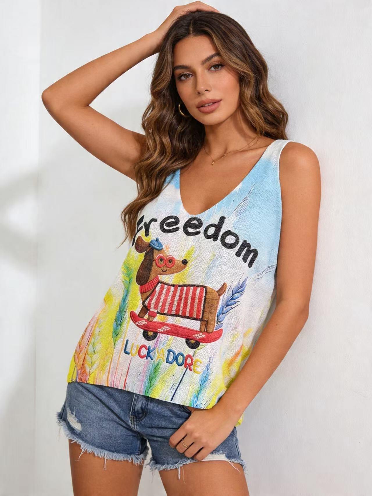 Mayorista S-VISION - Camisetas de tirantes de punto estampadas