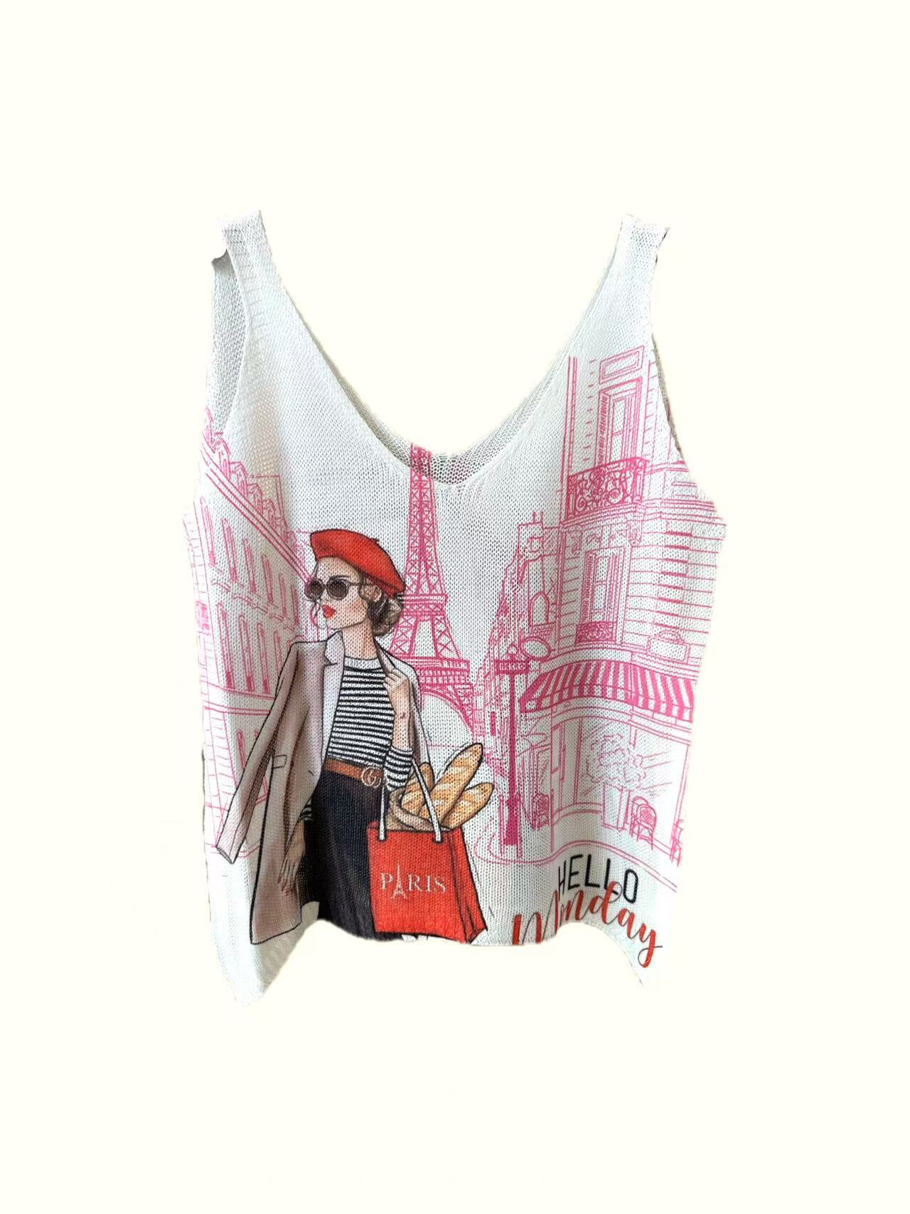 Grossista S-VISION - CANOTTE DI MAGLIONE STAMPATA