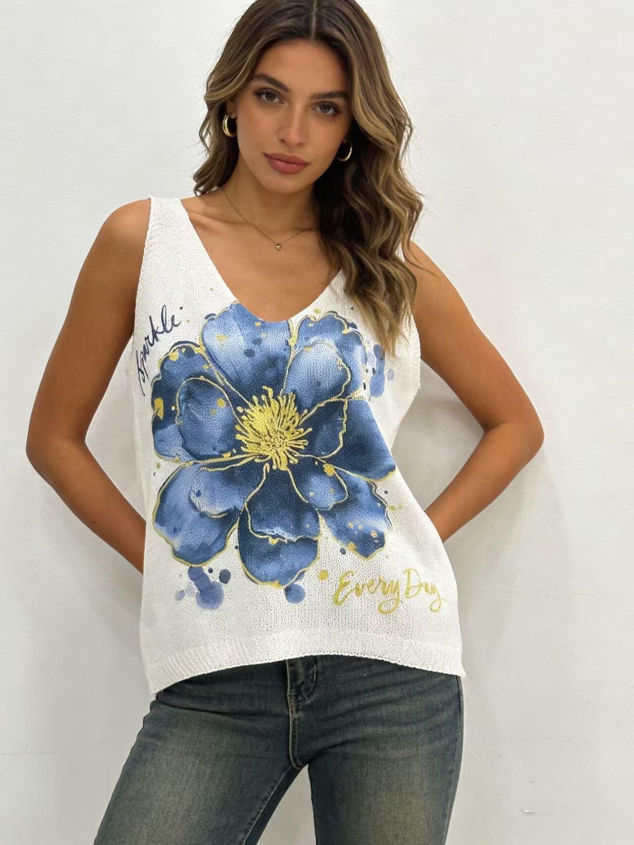 Grossista S-VISION - Canotte di maglione stampata