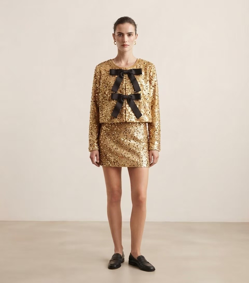 Wholesaler S-VISION - Sequin skirt adorned with satin bows