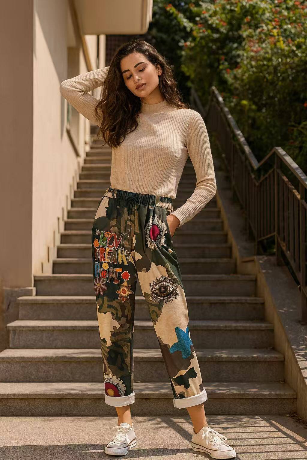 Grossista S-VISION - Pantaloni felpa donna con stampa