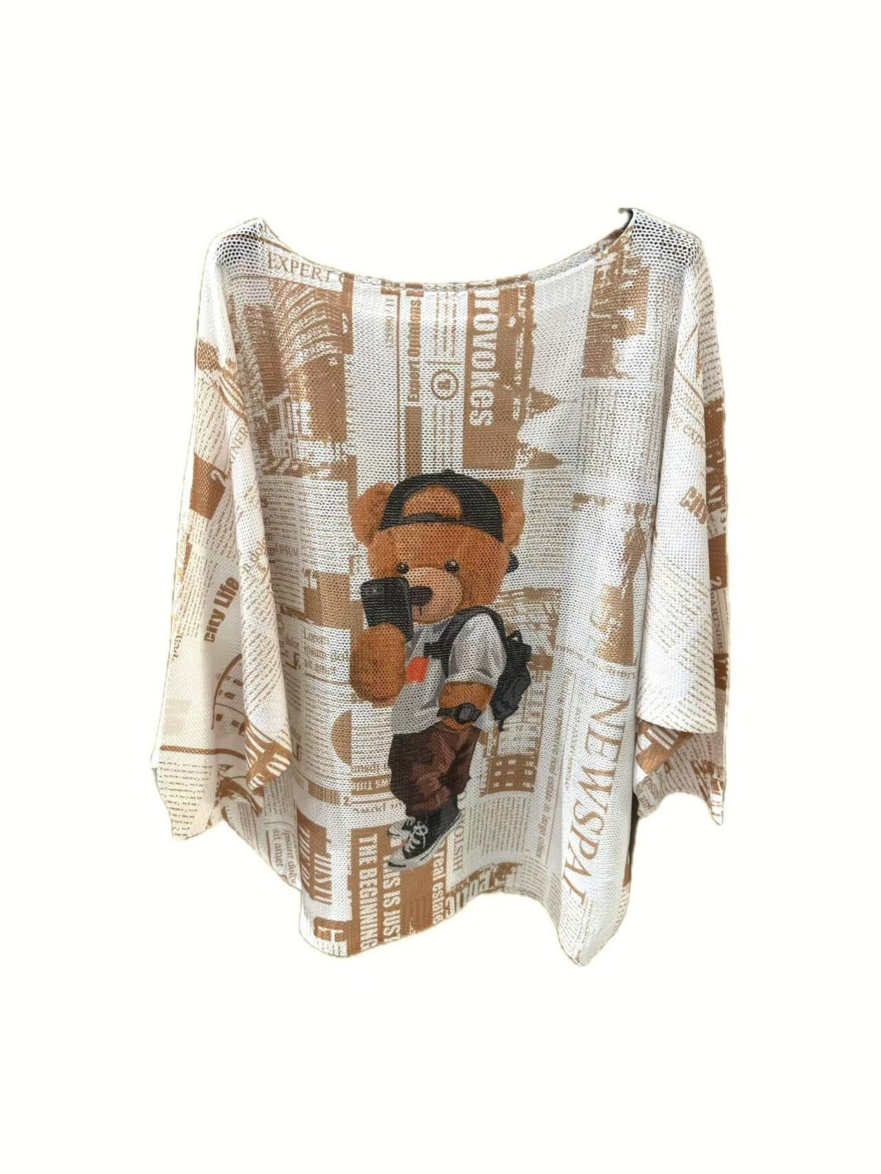Grossiste S-VISION - PULL COL ROND AVEC IMPRIMÉ OURS AVEC DES TROUS DE VISCOSE ET DE POLYESTER