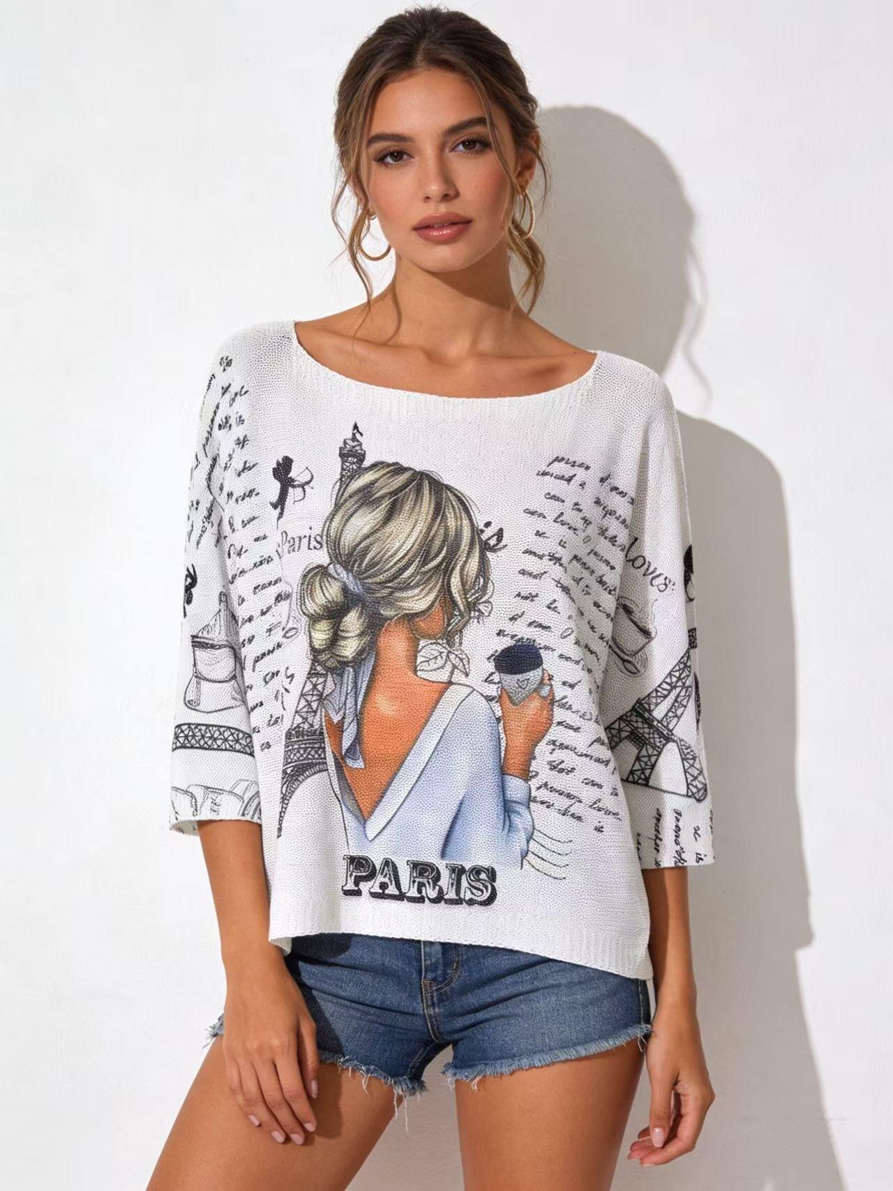 Mayorista S-VISION - Suéter de mujer estampado con manga 3/4