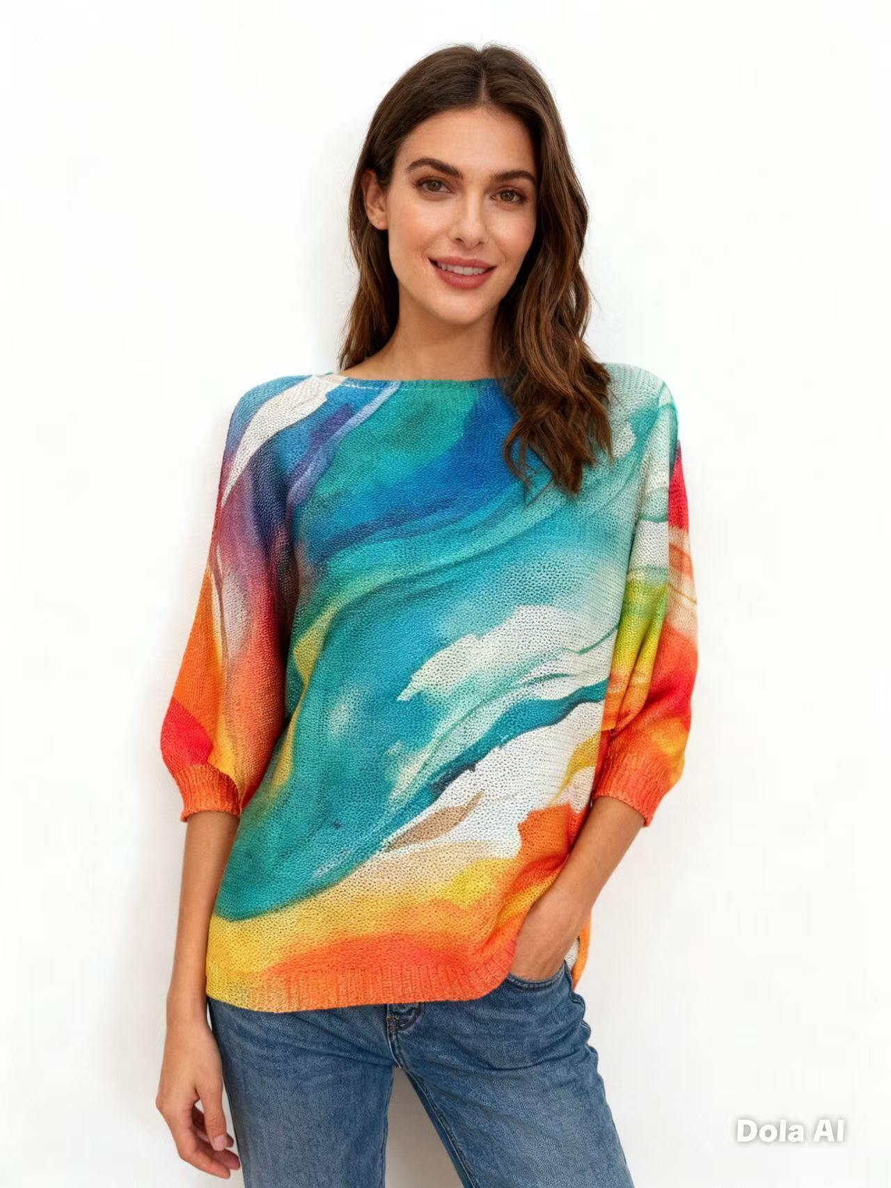 Mayorista S-VISION - JERSEY DE MUJER ESTAMPADO CON MANGA 3/4