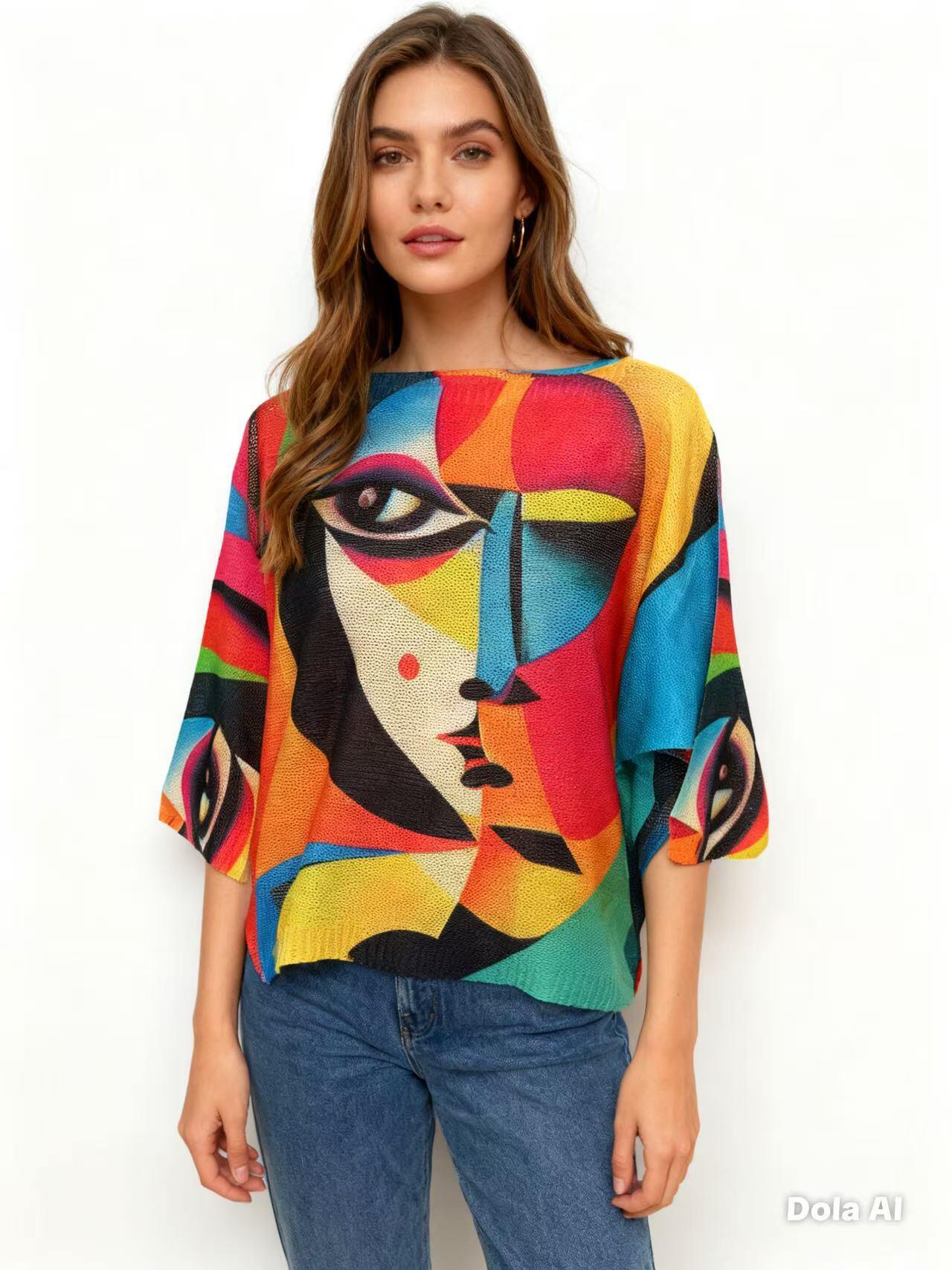 Mayorista S-VISION - JERSEY DE MUJER ESTAMPADO CON MANGA 3/4