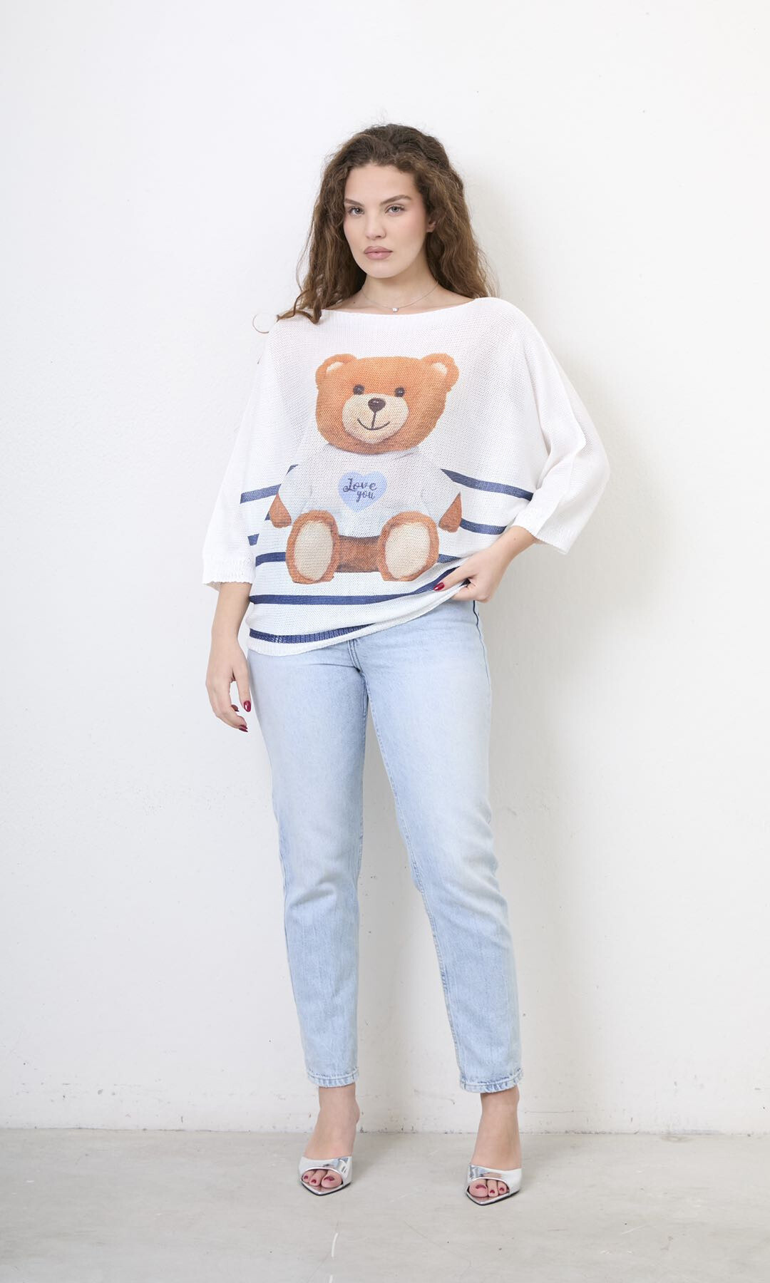 Grossiste S-VISION - PULL COL ROND AVEC IMPRIMÉ OURS AVEC DES TROUS DE VISCOSE ET DE POLYESTER