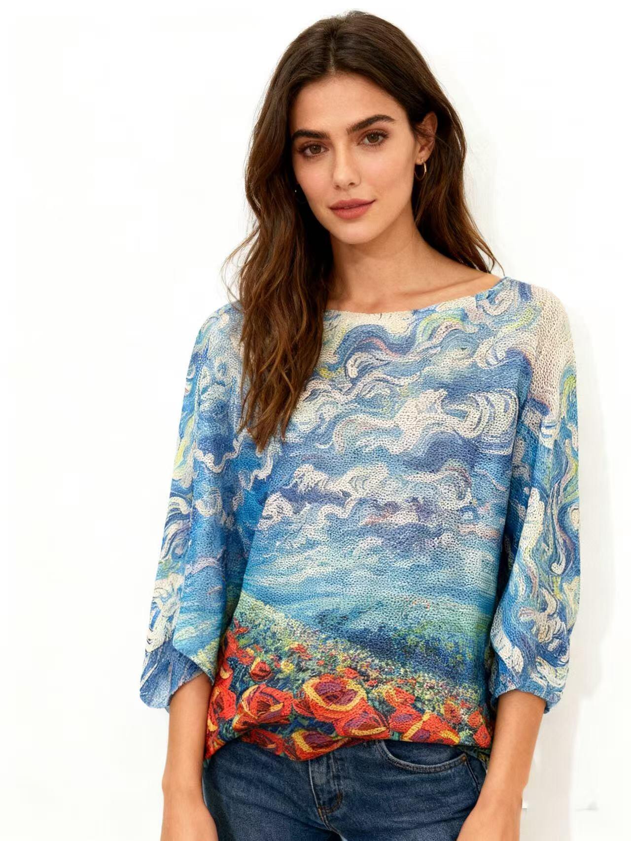 Grossiste S-VISION - PULL FEMME IMPRIMÉ AVEC MANCHES 3/4