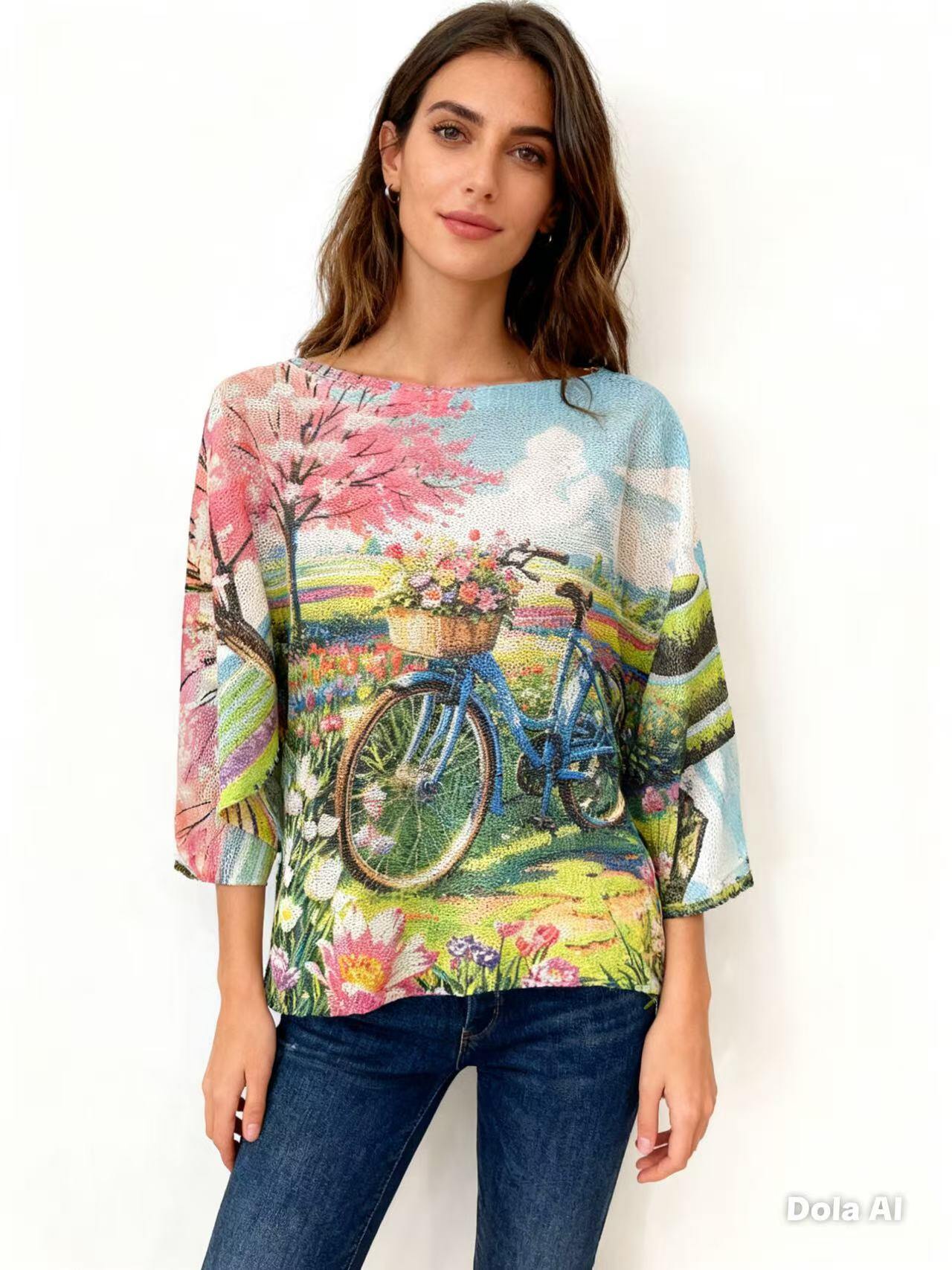 Mayorista S-VISION - JERSEY DE MUJER ESTAMPADO CON MANGA 3/4
