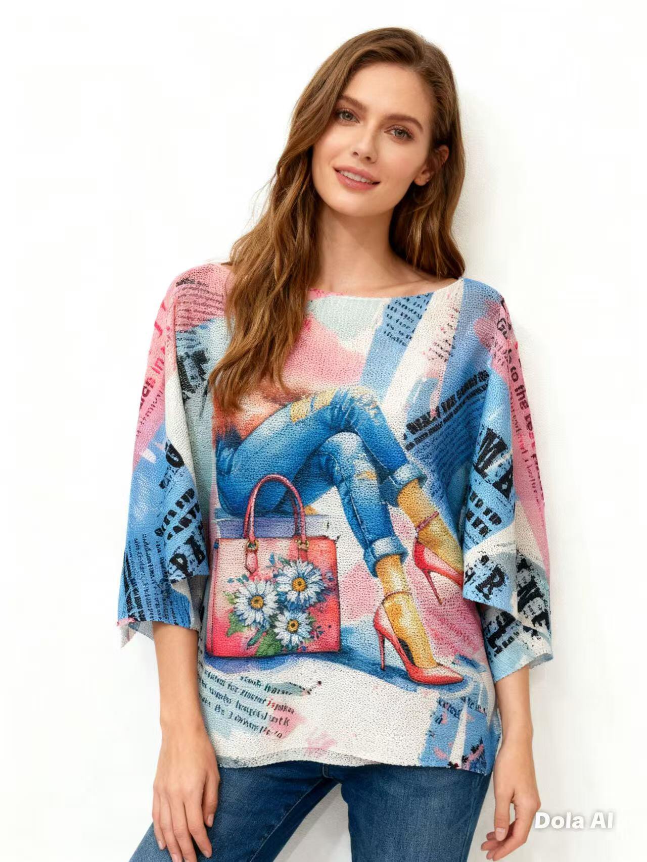 Mayorista S-VISION - JERSEY DE MUJER ESTAMPADO CON MANGAS 3/4