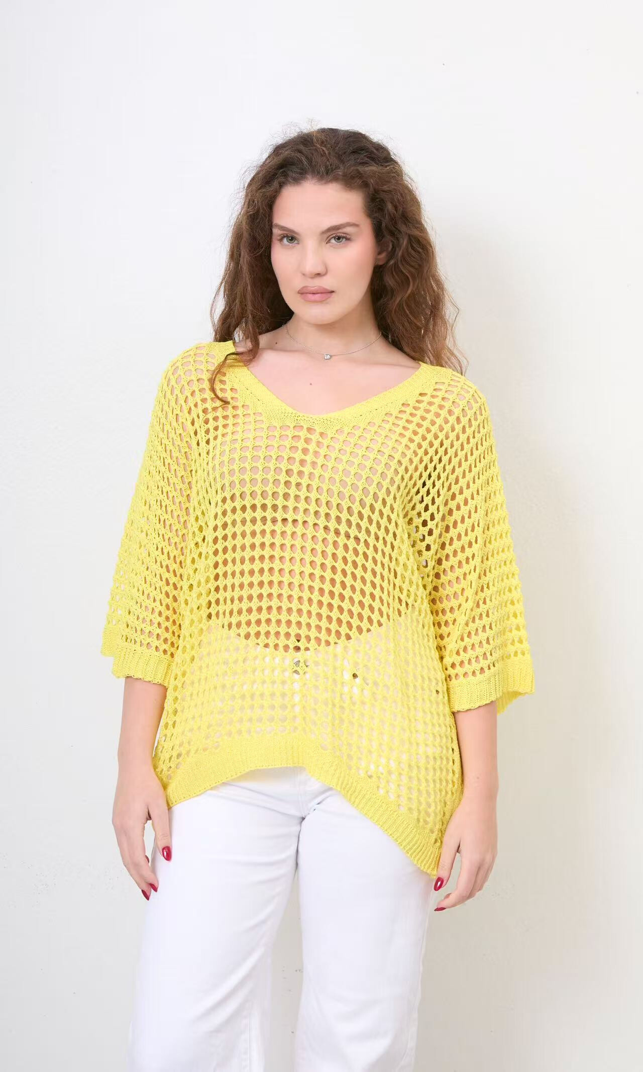 Wholesaler S-VISION - SWEATER V WITH COTTON HOLES