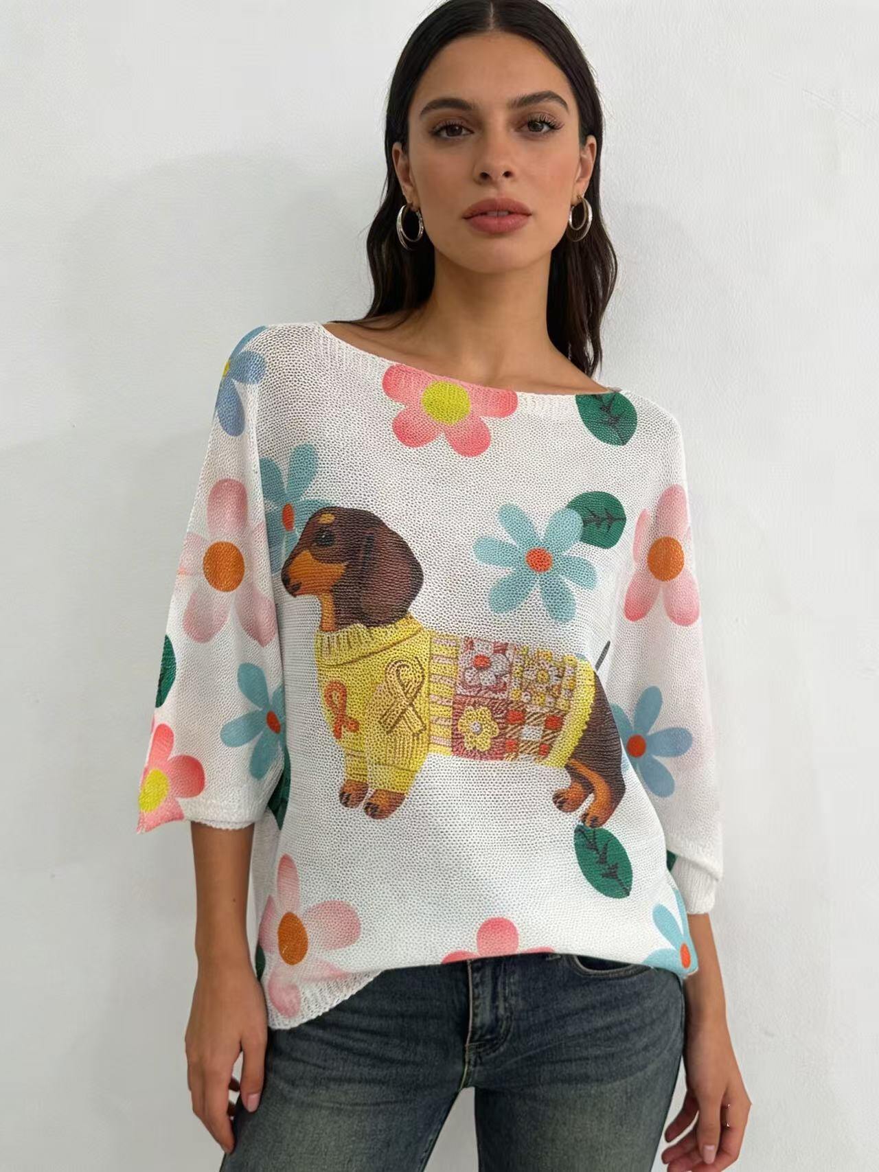 Grossista S-VISION - Maglione donna stampato con la manica 3/4