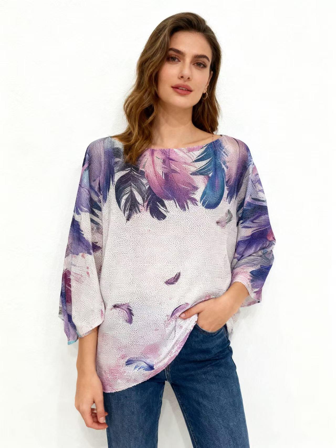 Grossiste S-VISION - PULL FEMME IMPRIMÉ AVEC MANCHES 3/4