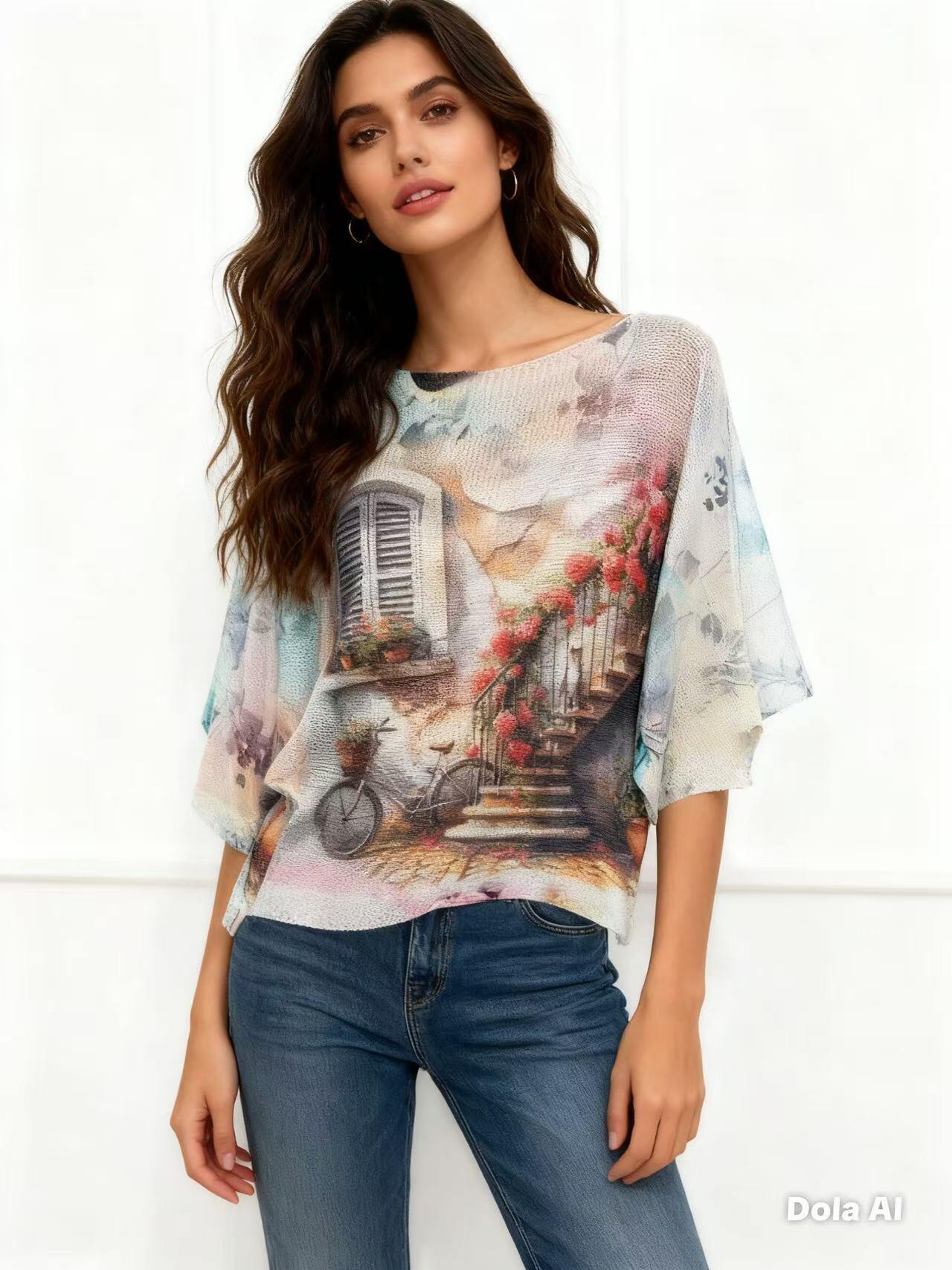 Mayorista S-VISION - JERSEY DE MUJER ESTAMPADO CON MANGA 3/4