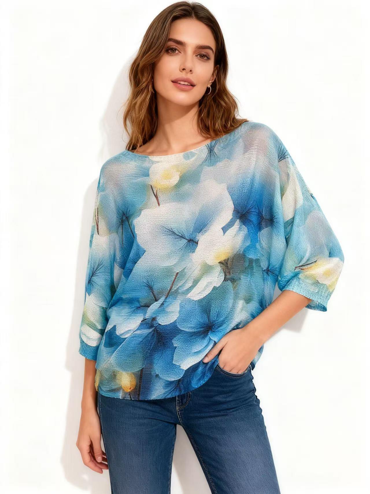 Grossiste S-VISION - PULL FEMME IMPRIMÉ AVEC MANCHES 3/4