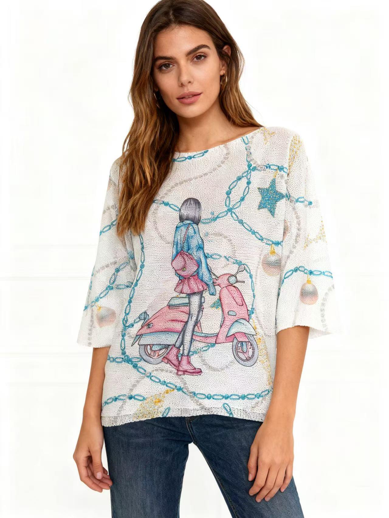 Grossiste S-VISION - PULL FEMME IMPRIMÉ À MANCHES 3/4