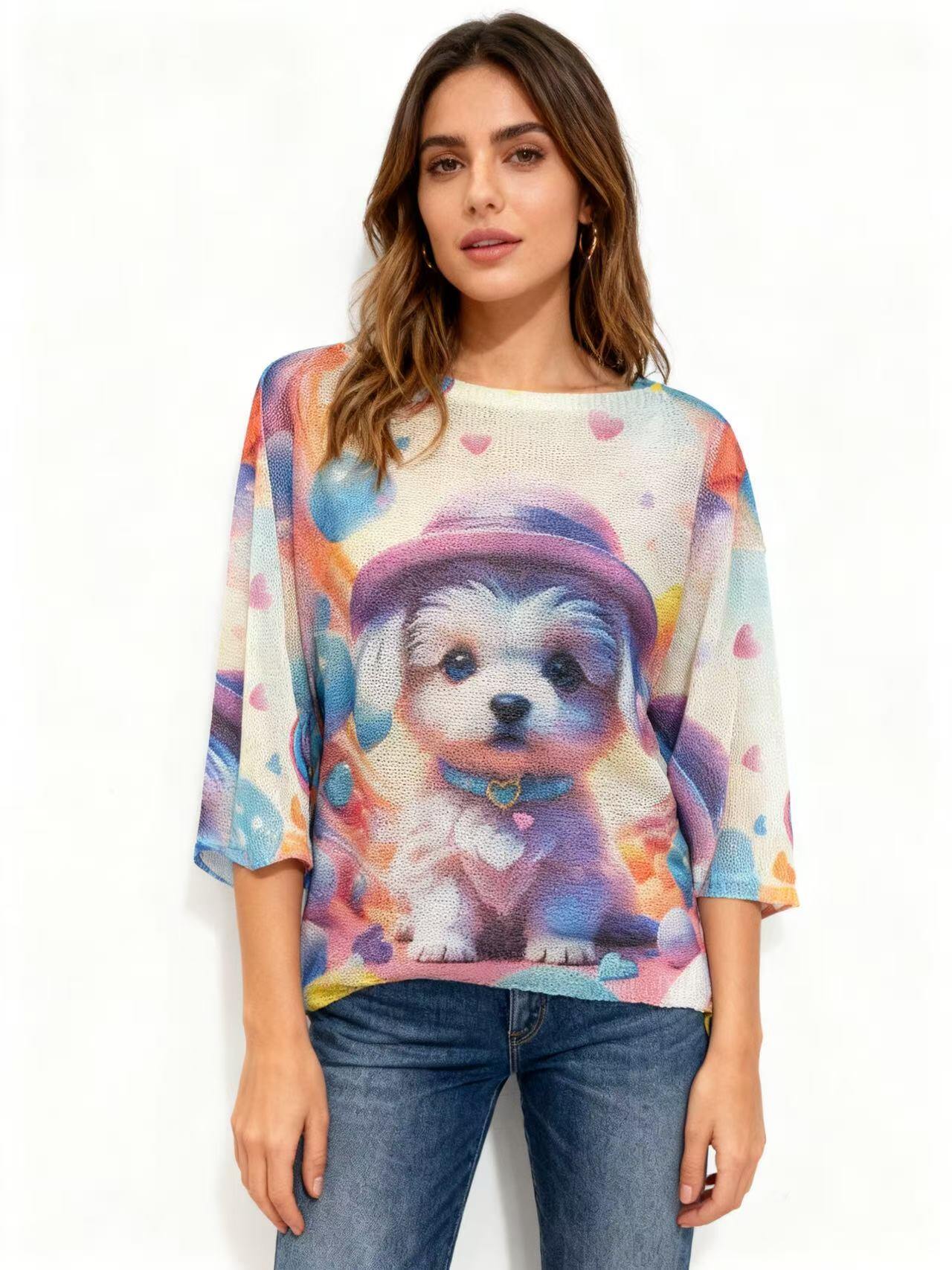 Grossiste S-VISION - PULL FEMME IMPRIMÉ AVEC MANCHES 3/4