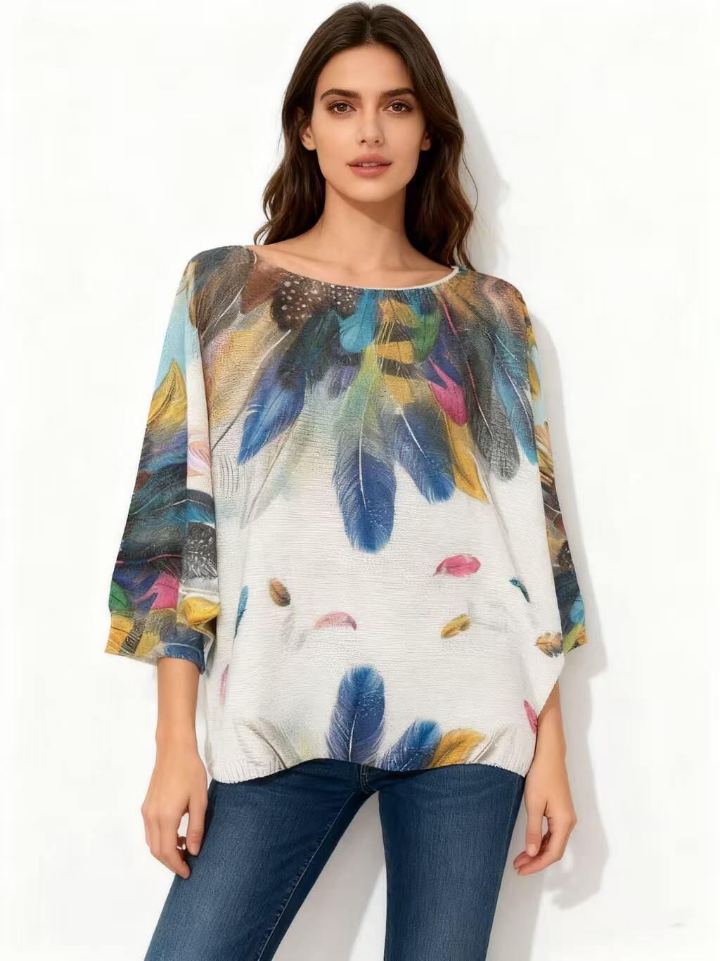 Grossiste S-VISION - PULL FEMME IMPRIMÉ AVEC MANCHES 3/4