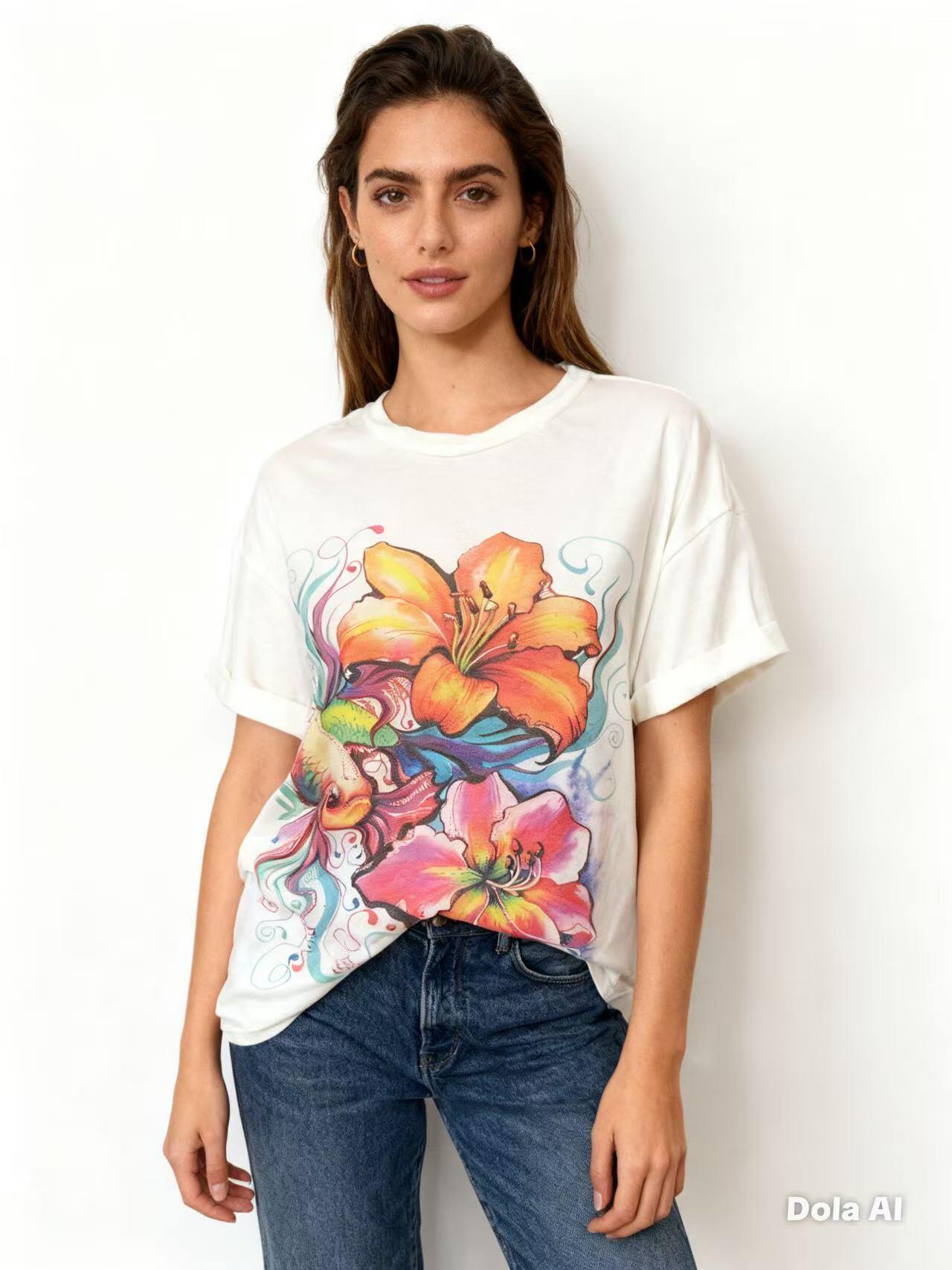 Wholesaler S-VISION - WOMEN'S T-SHIRT WITH FRONT PRINT