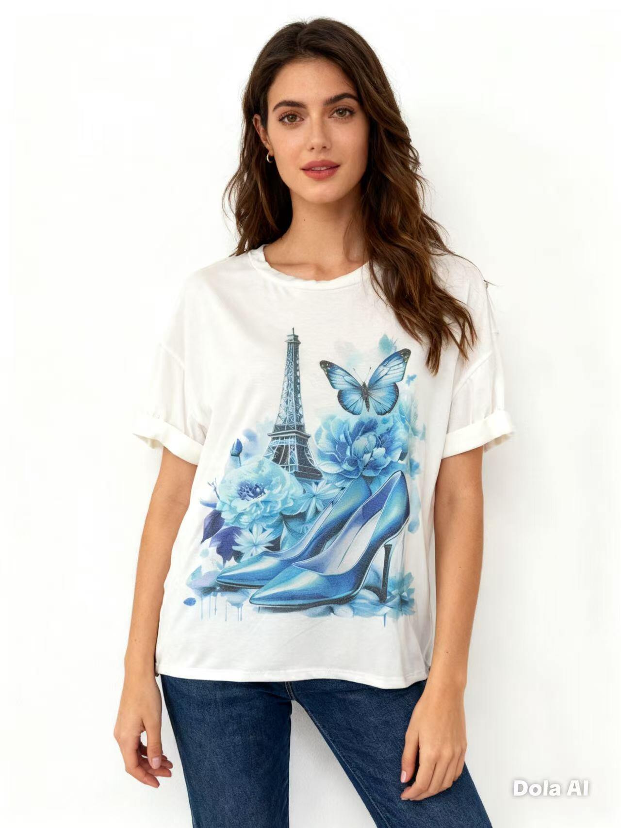 Wholesaler S-VISION - WOMEN'S T-SHIRT WITH FRONT PRINT