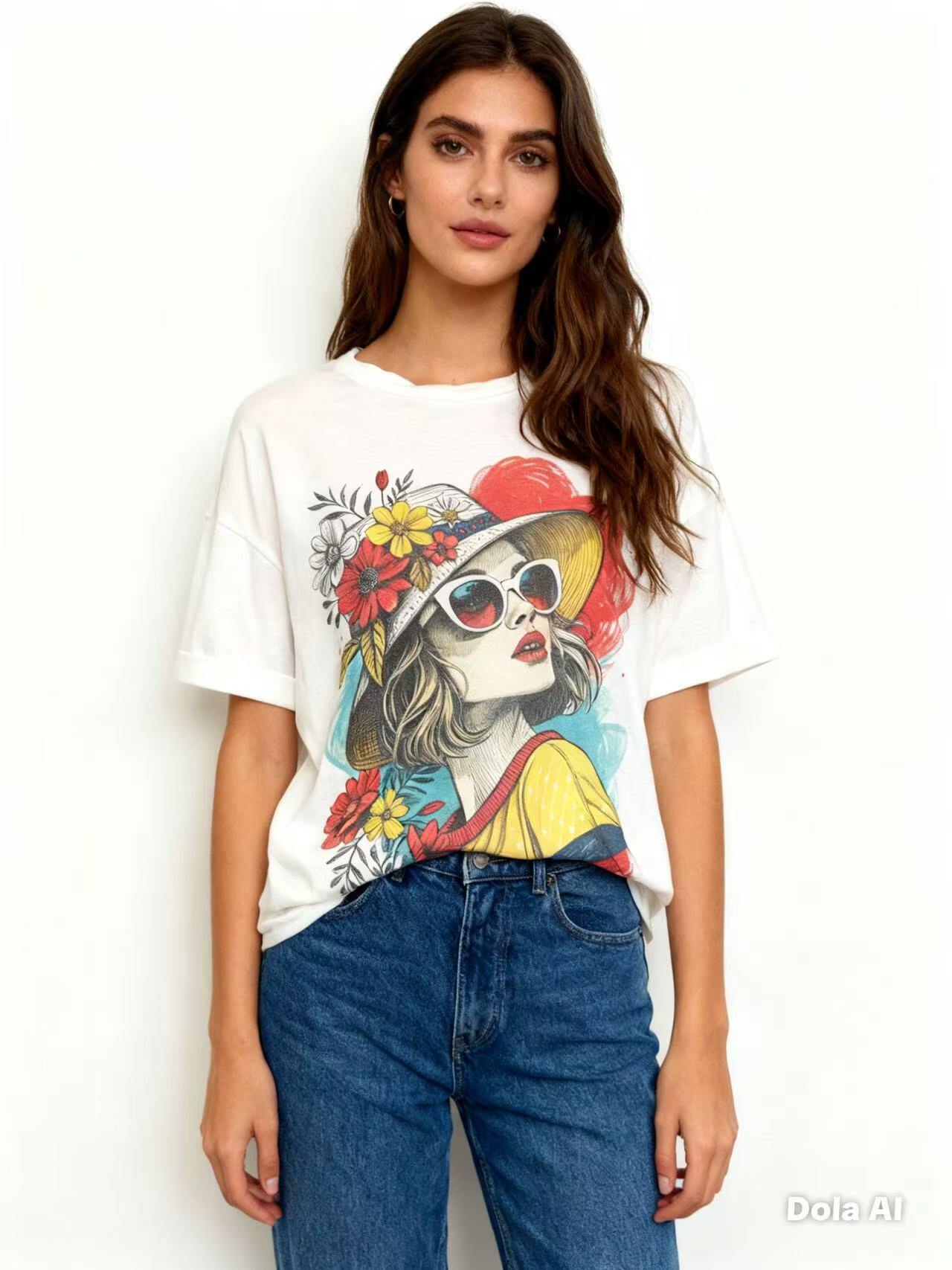 Wholesaler S-VISION - WOMEN'S T-SHIRT WITH FRONT PRINT