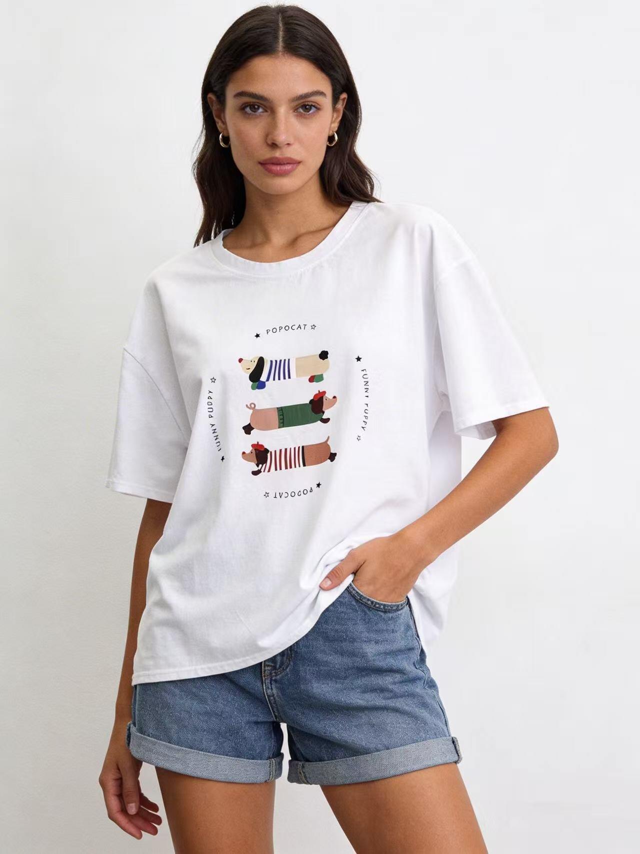 Wholesaler S-VISION - Women's T-SHIRT WITH FRONT PRINT