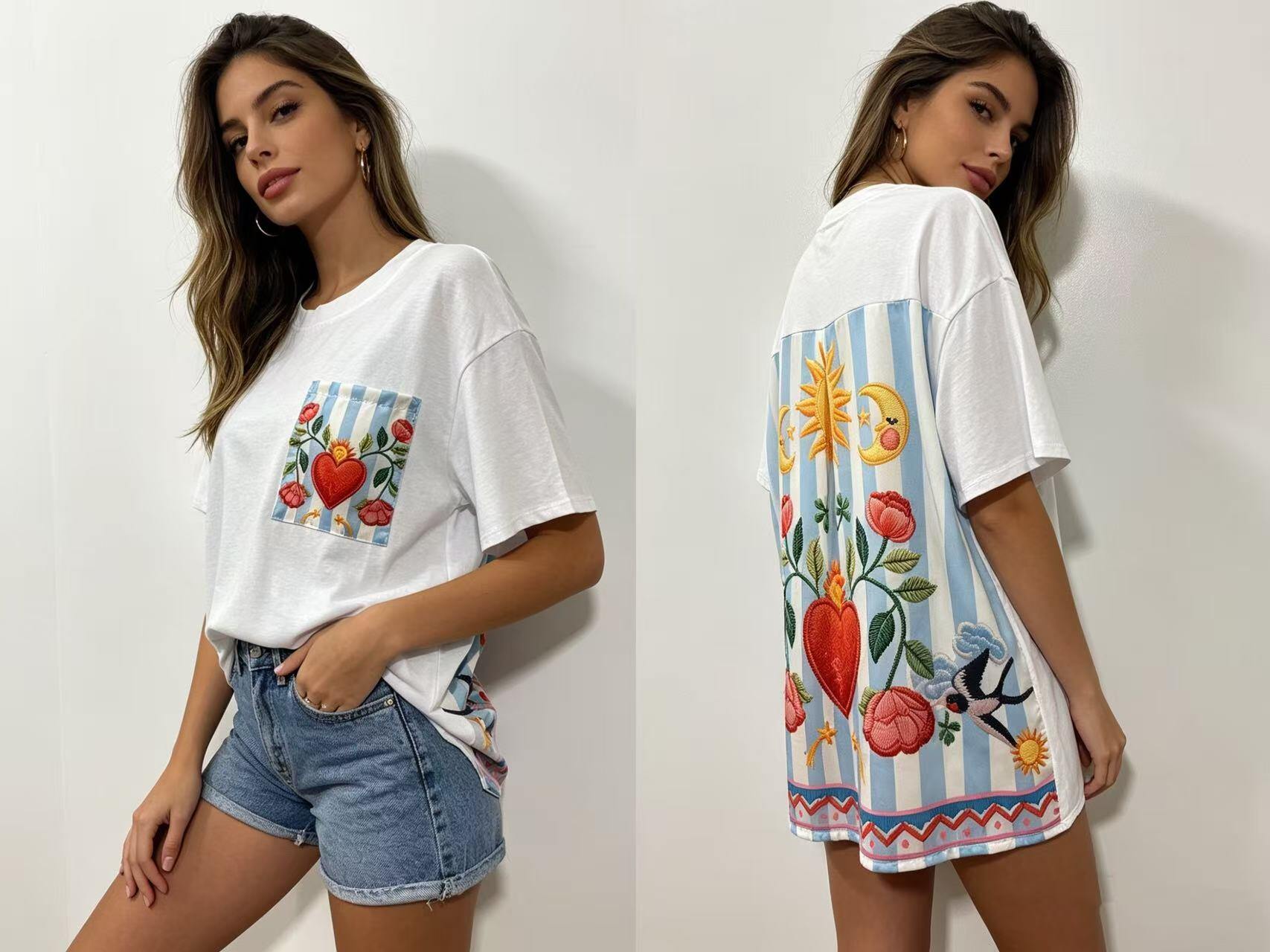 Wholesaler S-VISION - WOMEN'S SHIRT WITH BACK PRINT