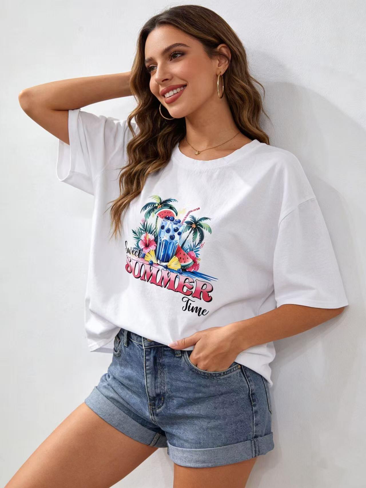 Wholesaler S-VISION - Women's T-SHIRT WITH FRONT PRINT