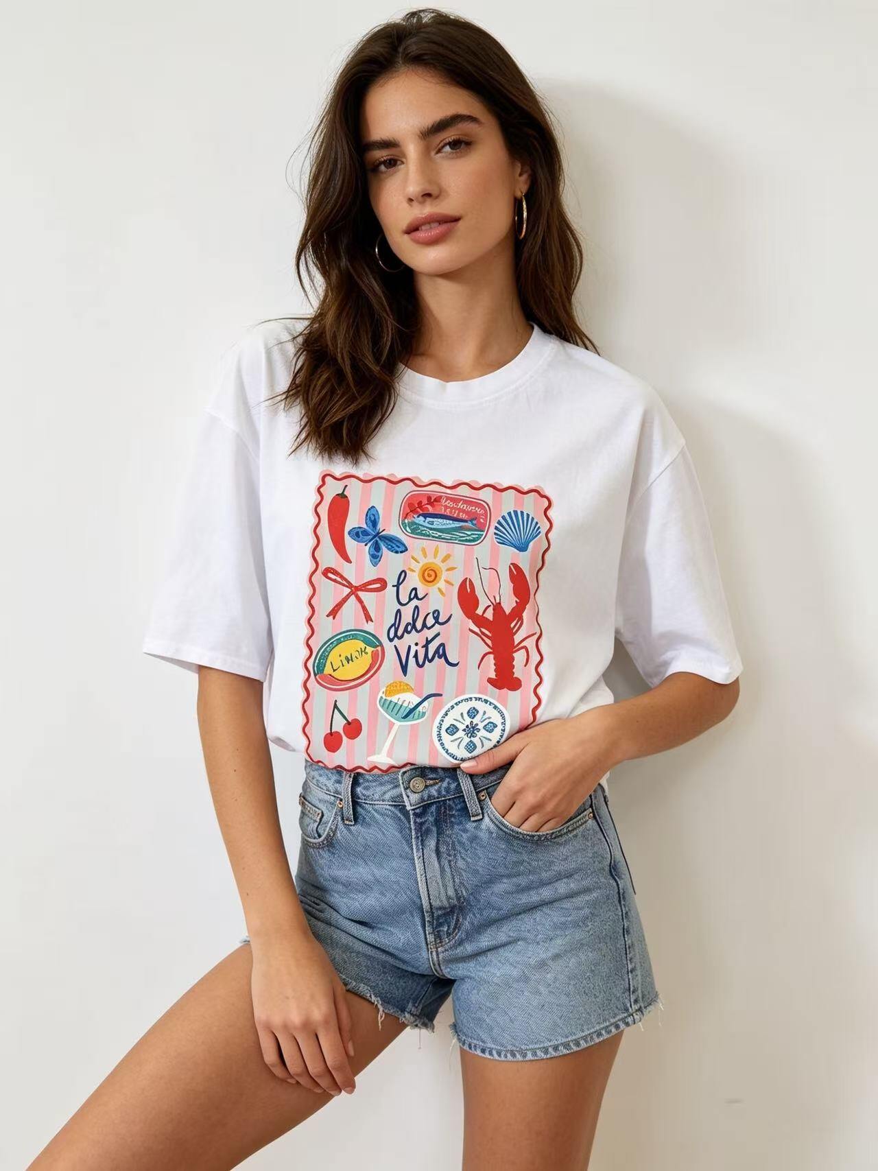 Wholesaler S-VISION - Women's T-SHIRT WITH FRONT PRINT