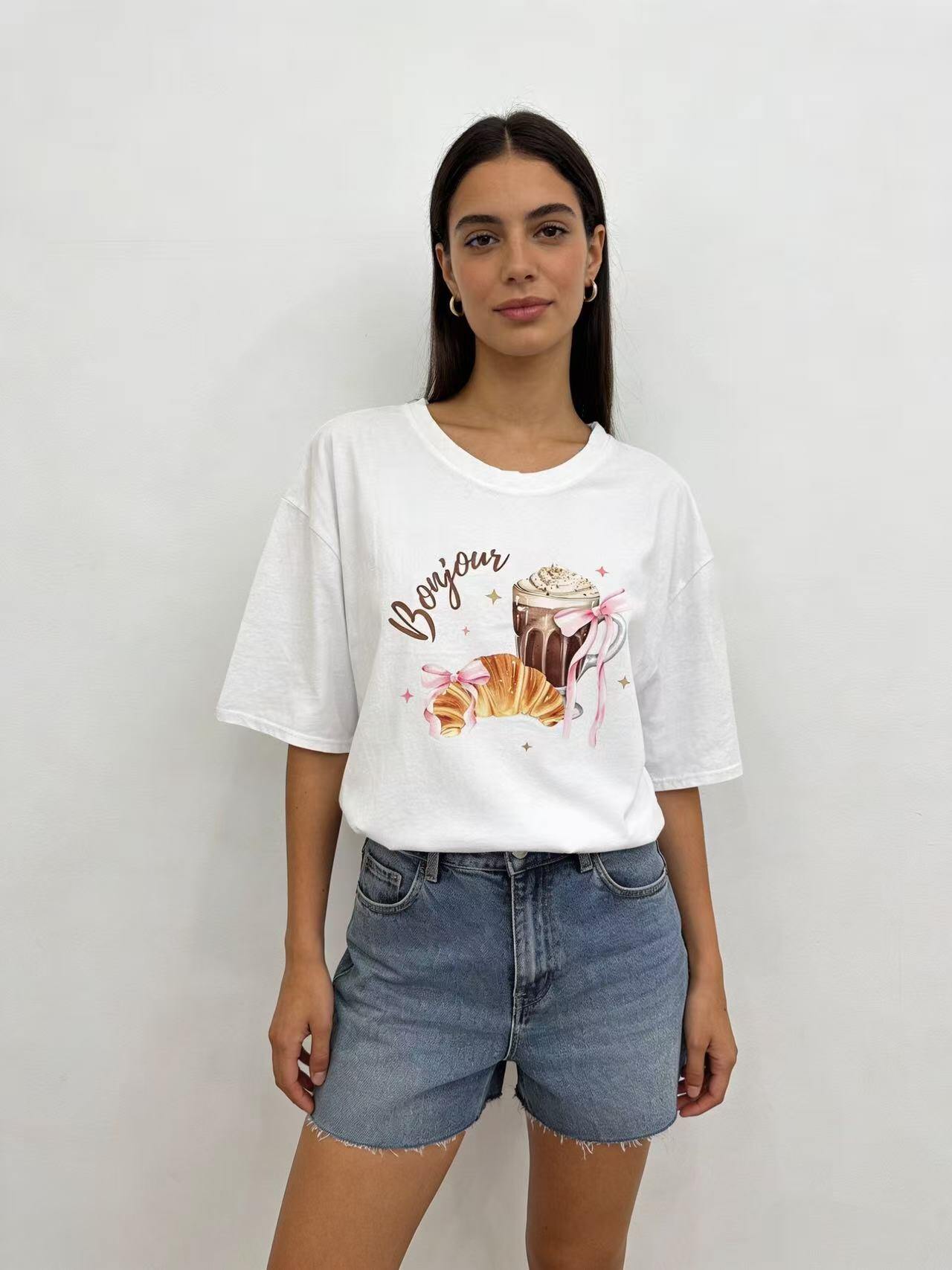 Wholesaler S-VISION - Women's T-SHIRT WITH FRONT PRINT