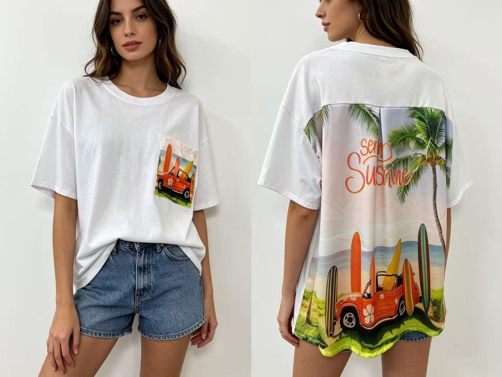 Wholesaler S-VISION - WOMEN'S SHIRT WITH BACK PRINT
