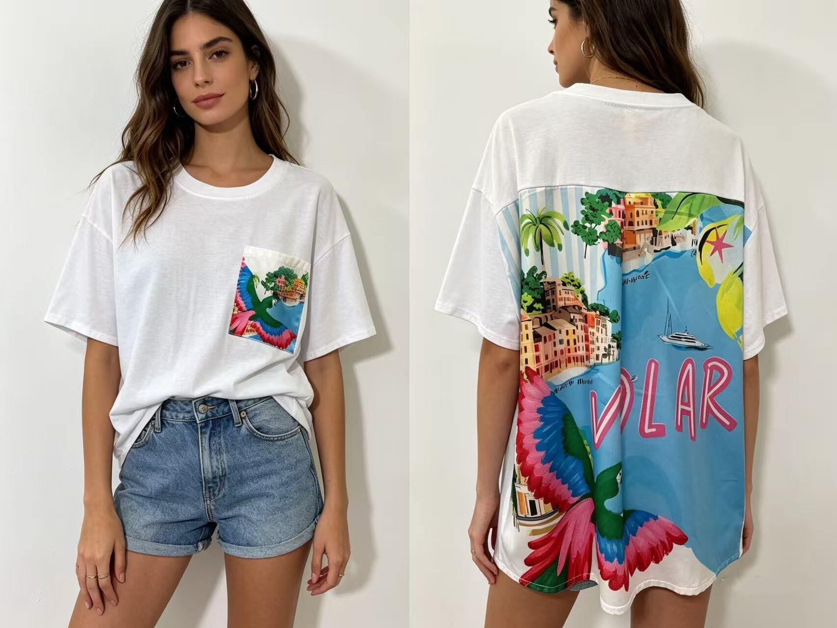 Wholesaler S-VISION - WOMEN'S SHIRT WITH BACK PRINT