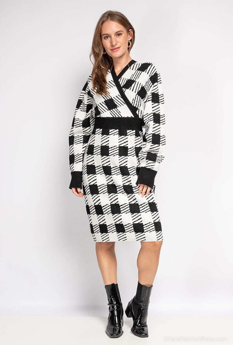 Wholesaler S.Z FASHION - Check pattern knit dress
