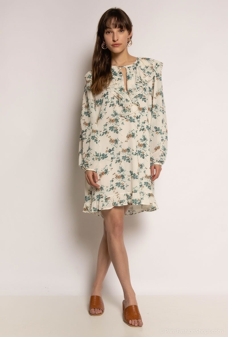 Wholesaler S.Z FASHION - Dress with ruffles and flower print