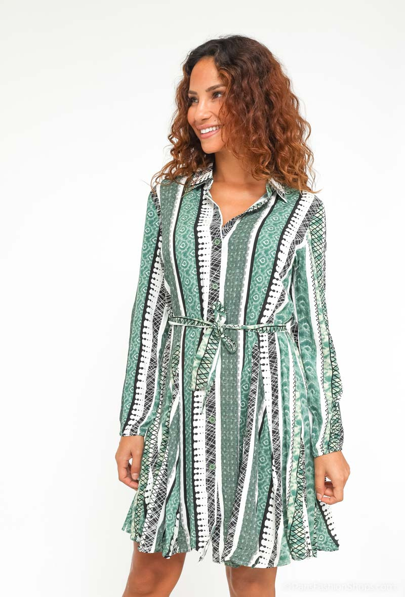 Wholesaler S.Z FASHION - Long-sleeved shirt dress, Aztec prints