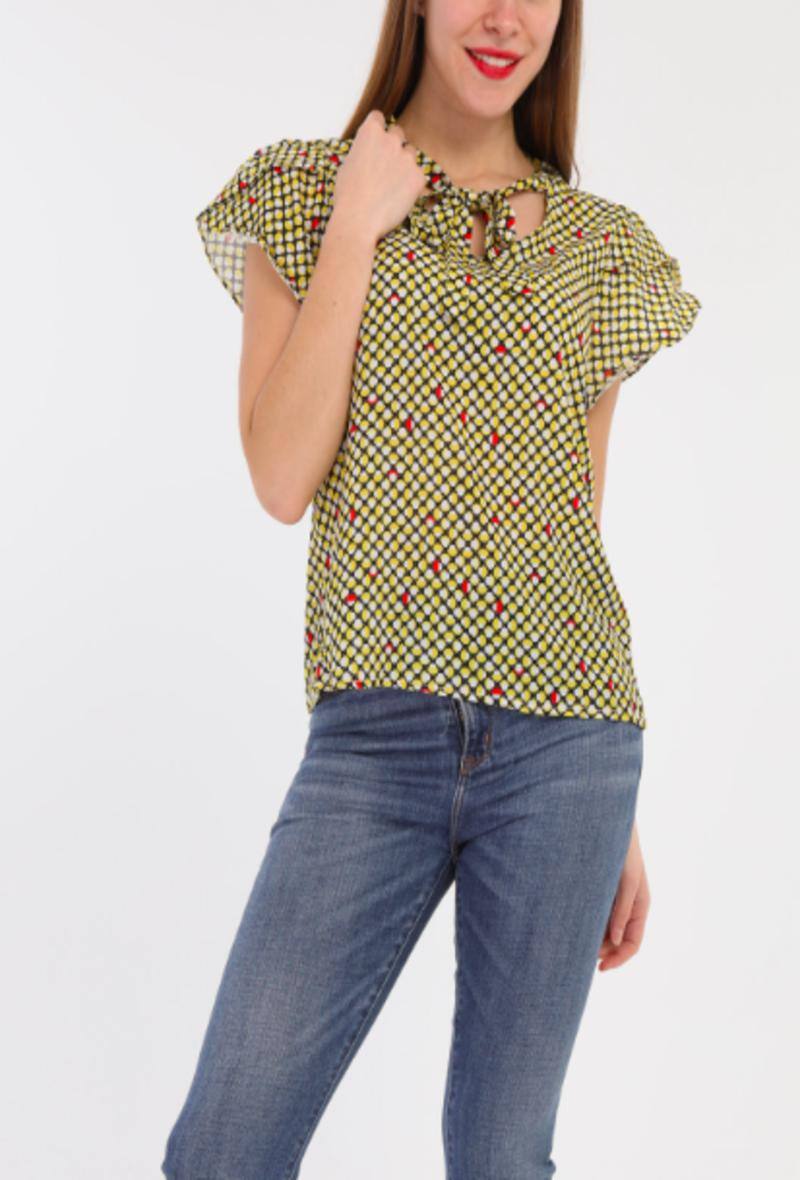 Grossiste S.Z FASHION - Top à imprimé géométrique multicolor