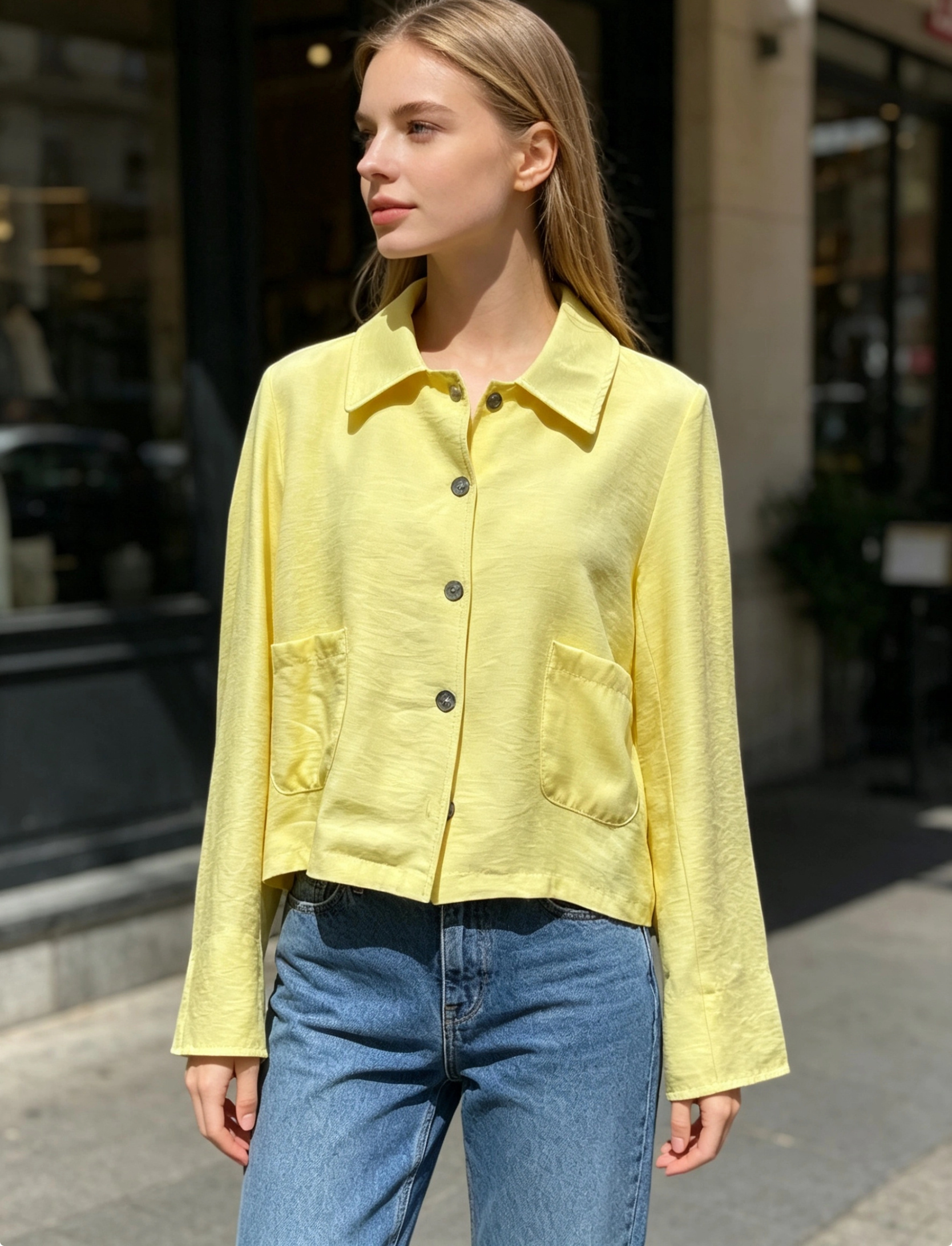 Wholesaler Saeni - Shirt jacket in imitation tencel twill with akoya buttons and front pocket