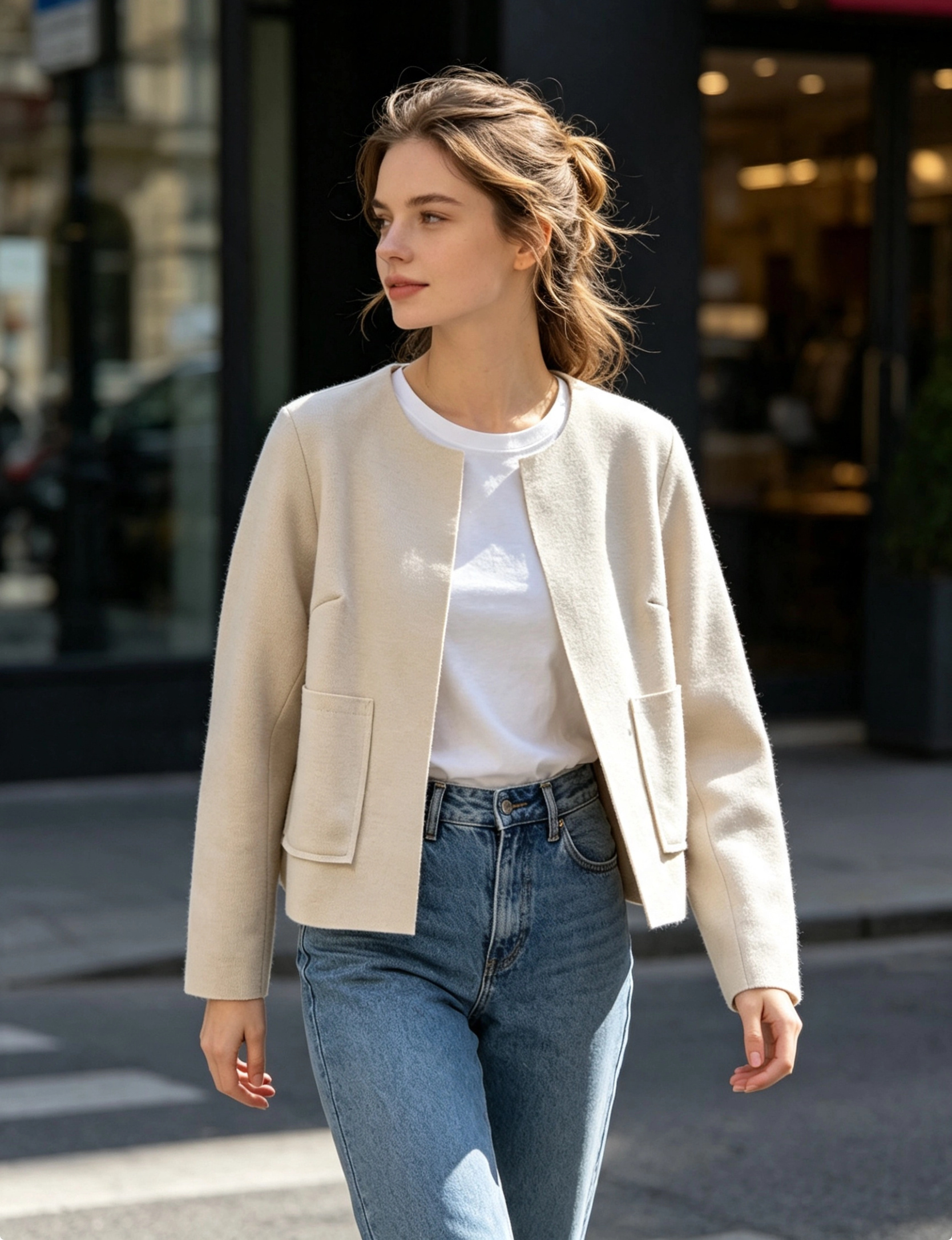 Wholesaler Saeni - Short wool-blend cardigan with two front pockets