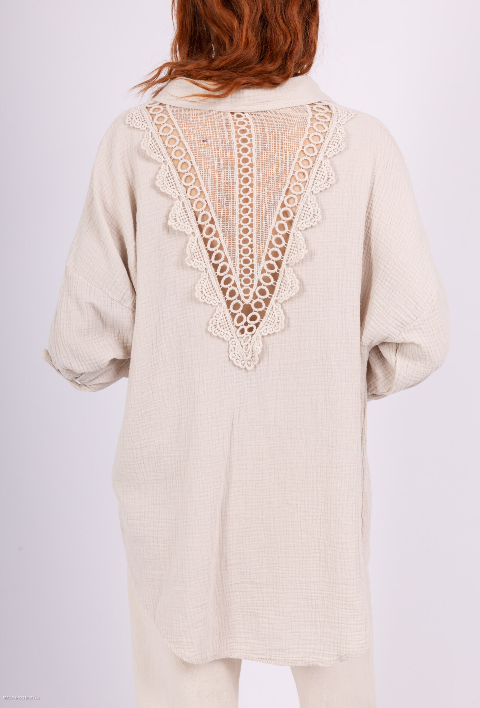 Wholesaler Saison du vent - Gaze cotton shirt lace on the back