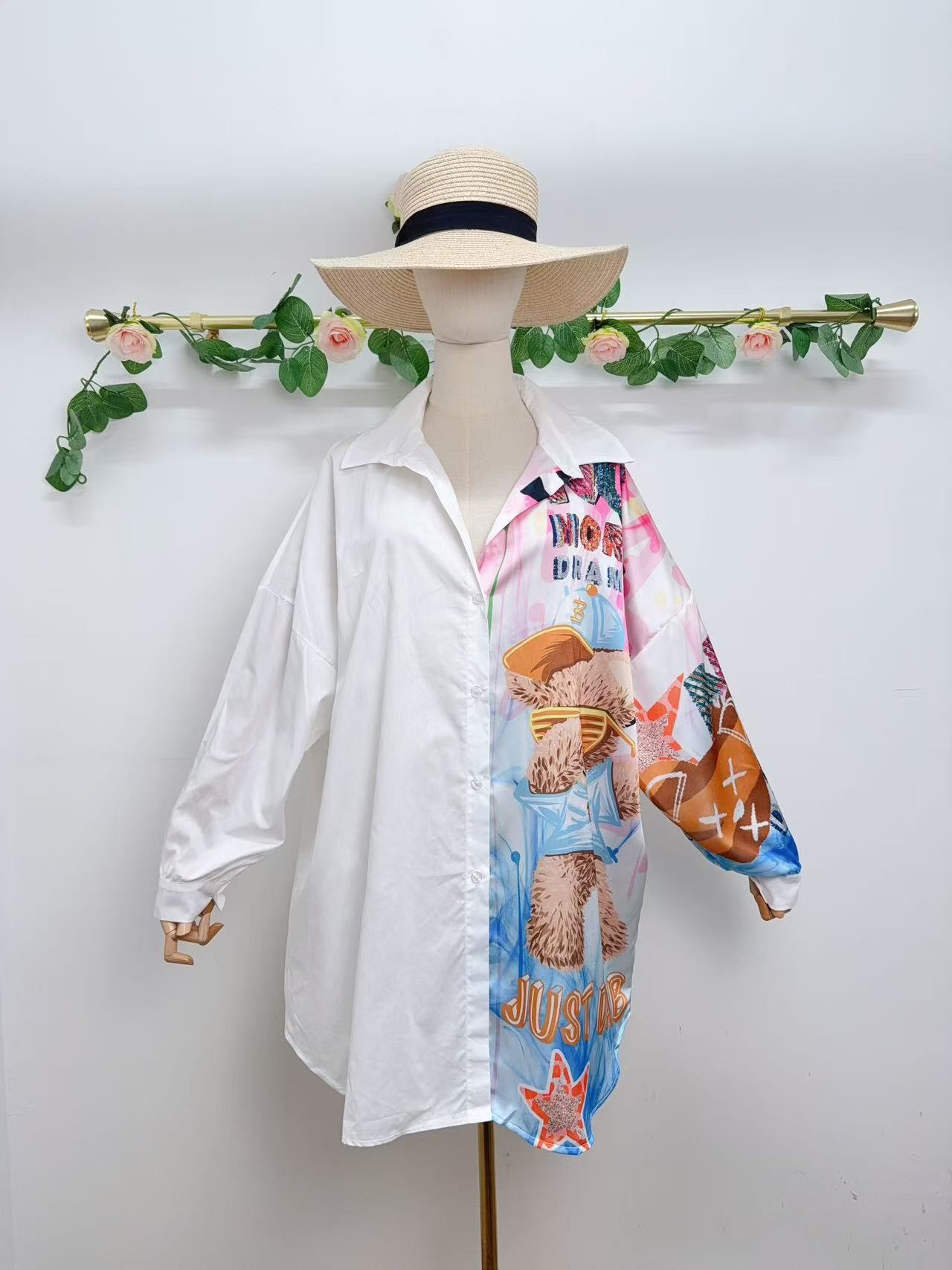 Wholesaler Saison du vent - Bi material shirt. half print
