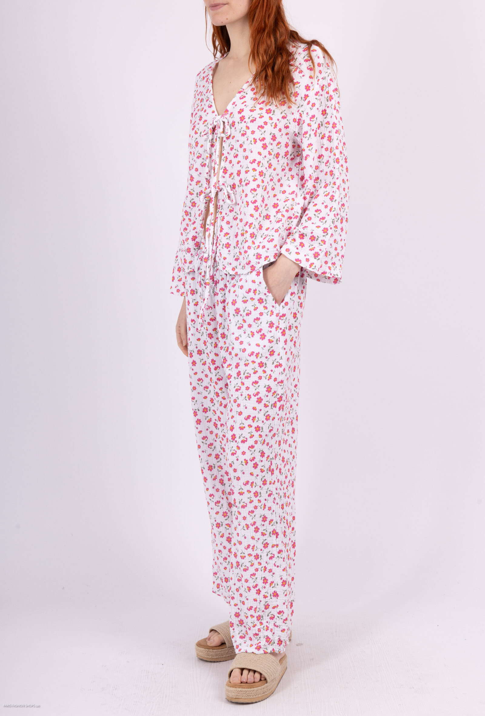 Wholesaler Saison du vent - Cotton gauze vest prints flower