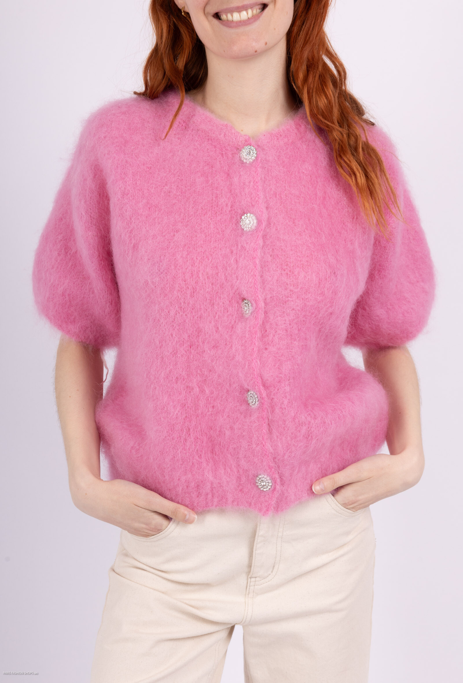 Wholesaler Saison du vent - Kid Mohair vest. With rhinestone button