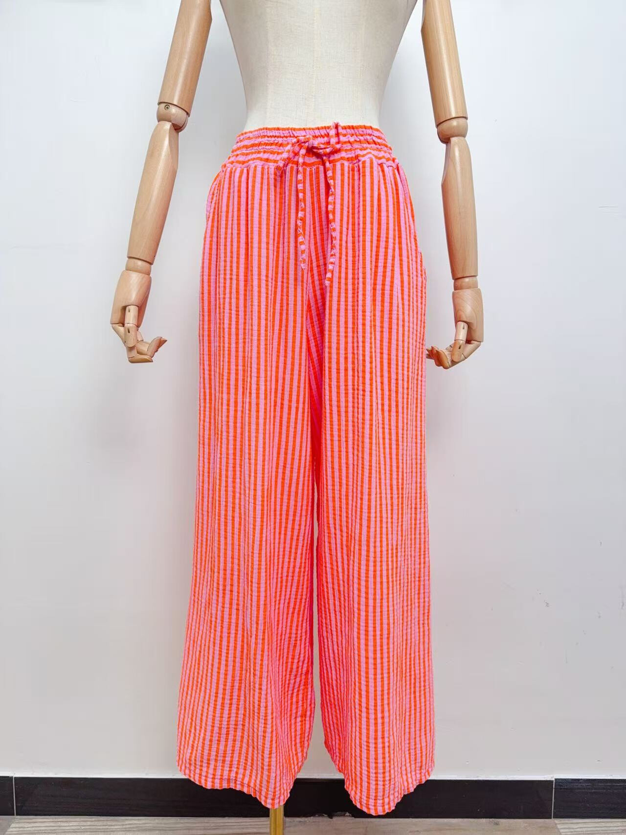 Grossiste Saison du vent - Pantalons gaze de coton rayure