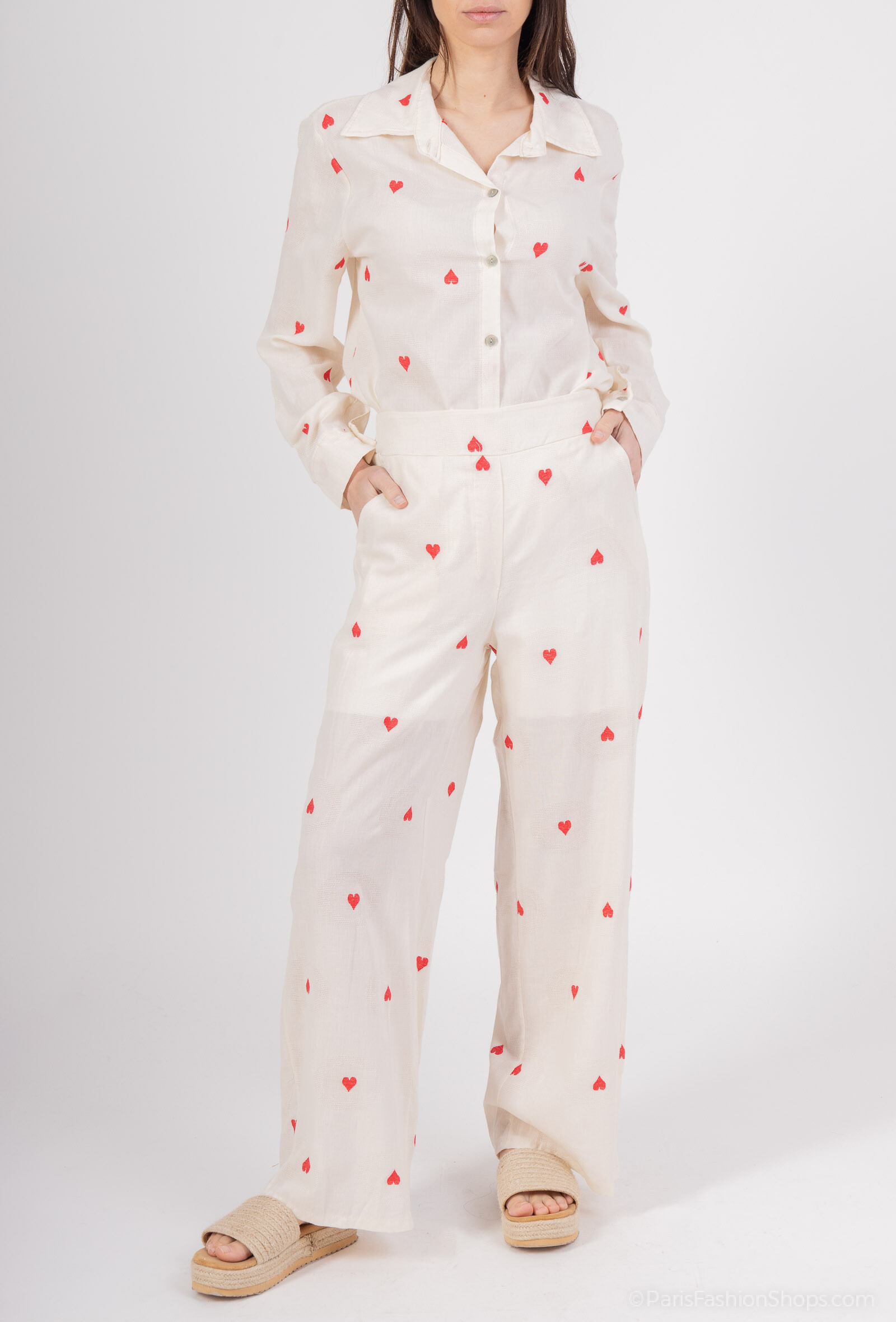 Wholesaler Saison du vent - Heart embroidery pants